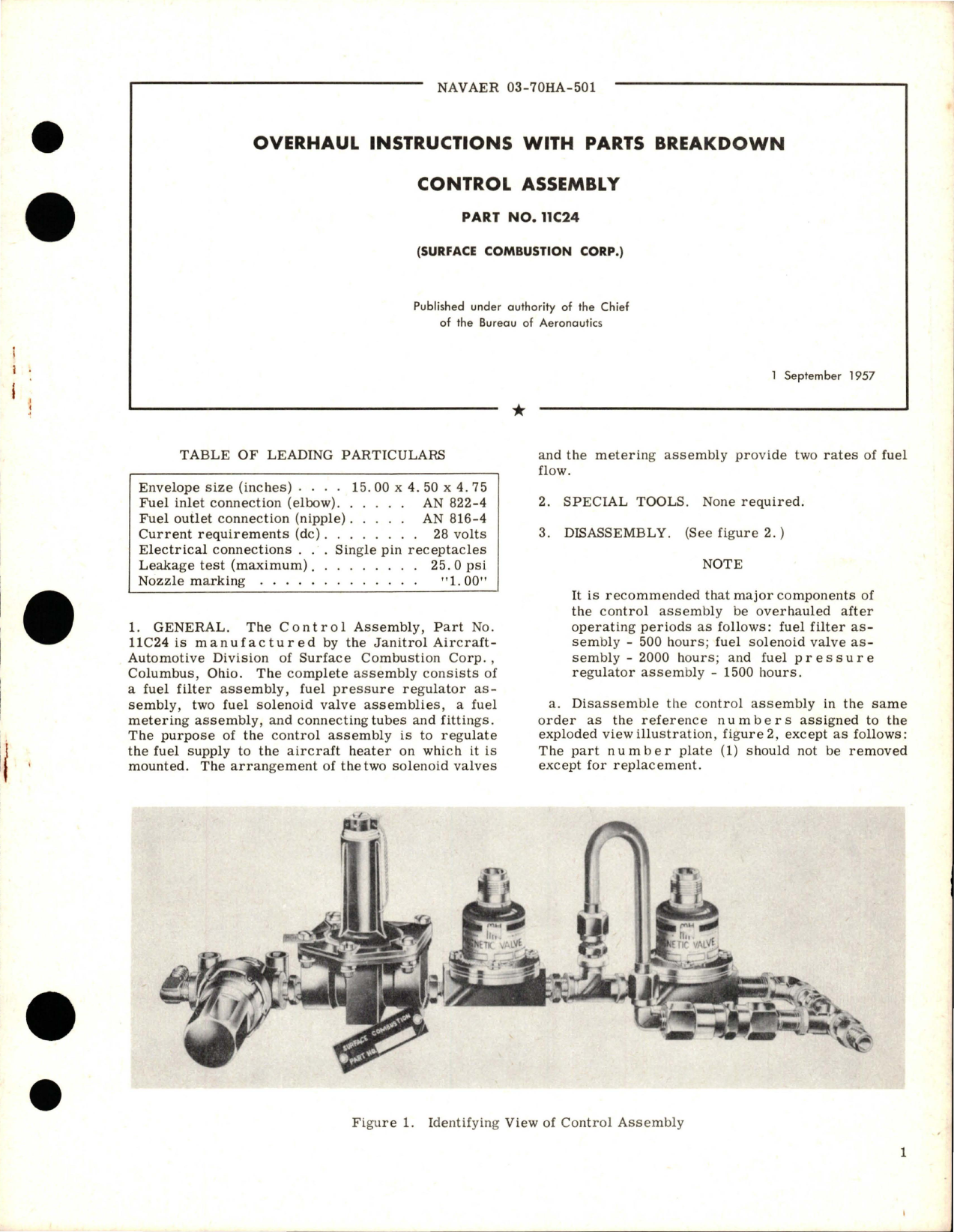Sample page 1 from AirCorps Library document: Overhaul Instructions with Parts Breakdown for Control Assembly - Part 11C24 