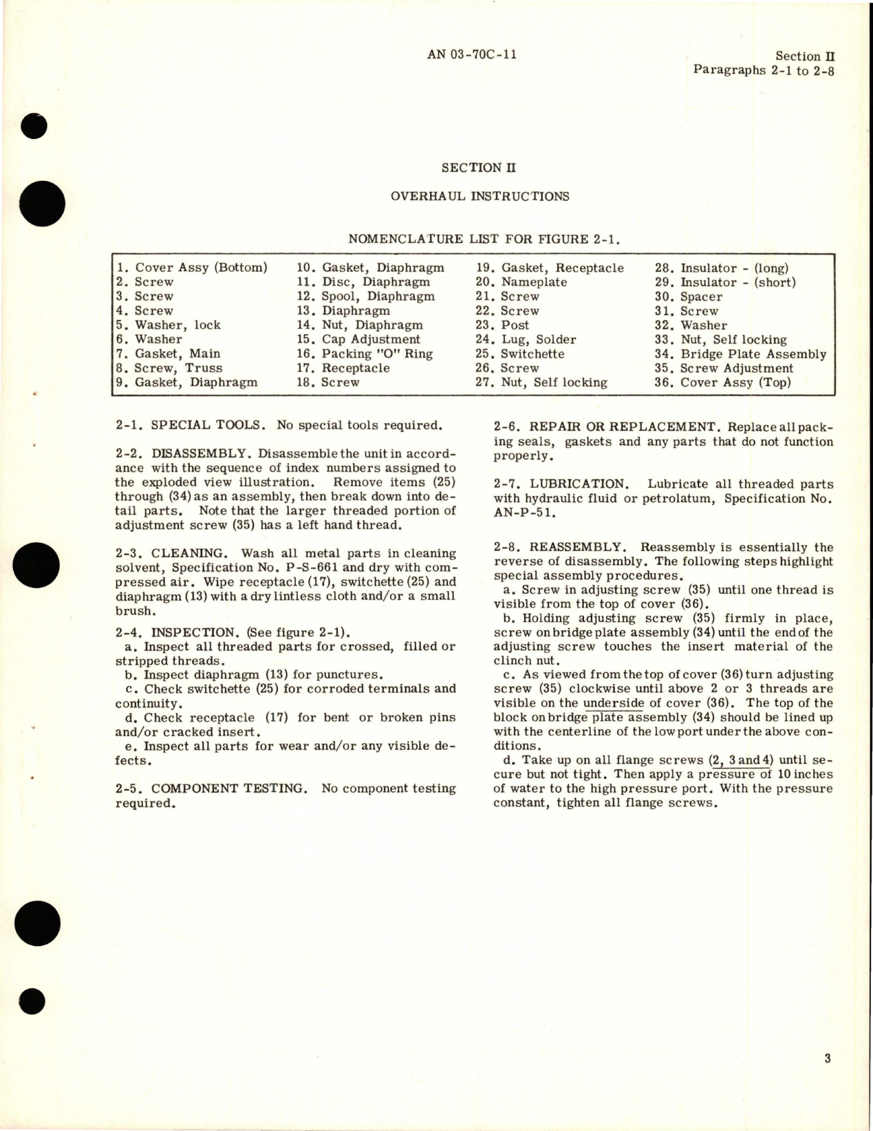 Sample page 5 from AirCorps Library document: Overhaul Instructions for Differential Pressure Switches - P-904-1, P-904-2, and PA-904-1