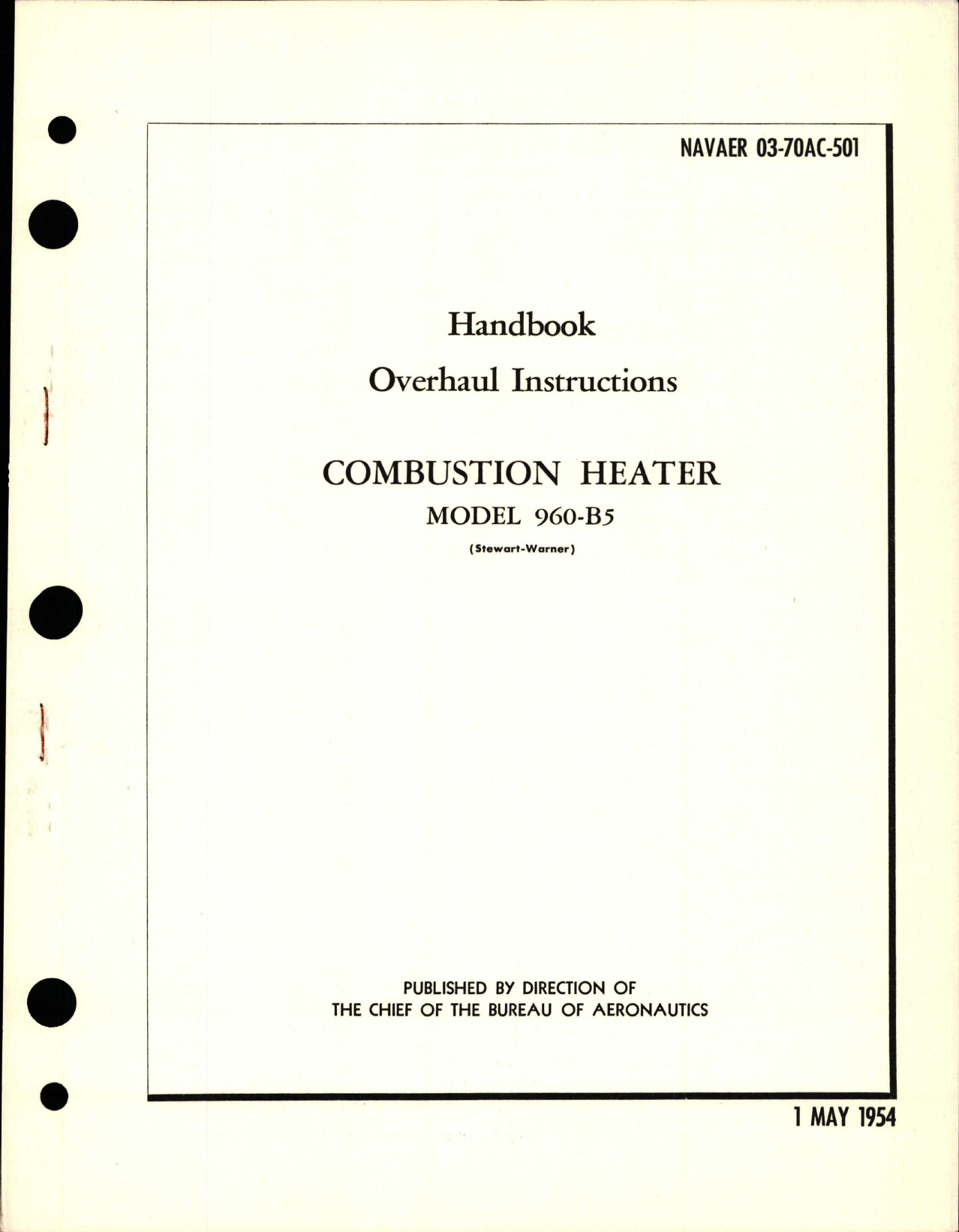 Sample page 1 from AirCorps Library document: Overhaul Instructions for Combustion Heater - Model 960-B5