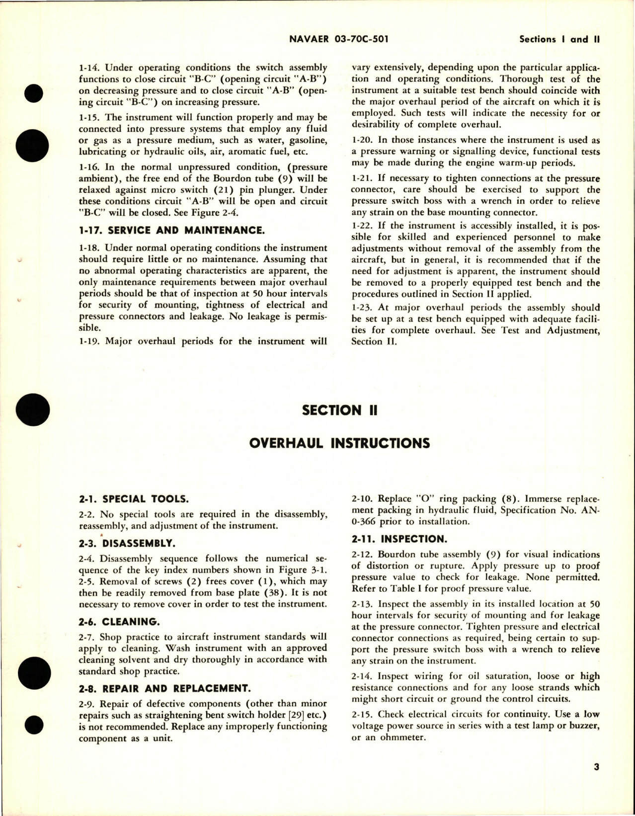Sample page 5 from AirCorps Library document: Operation, Service and Overhaul Instructions with Parts Breakdown for Pressure Actuated Switch - Model 1510-80