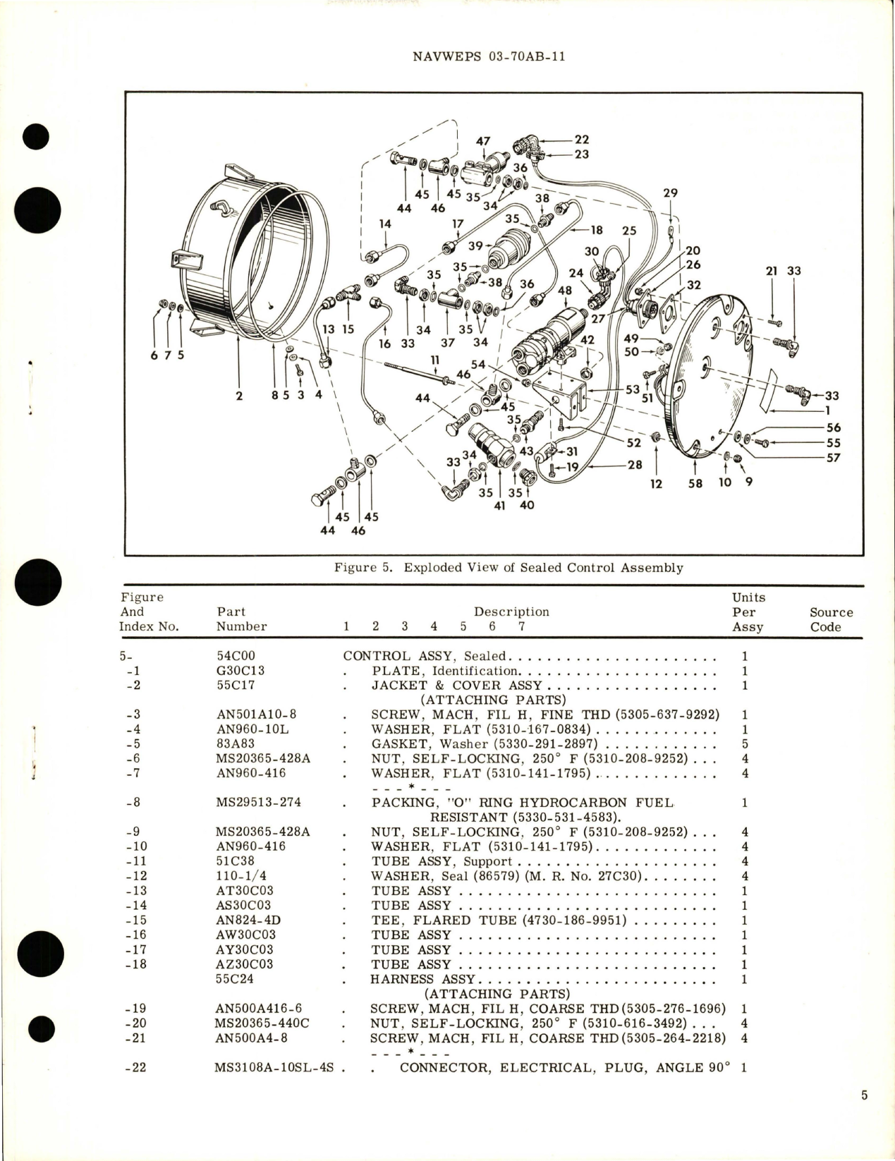 Sample page 5 from AirCorps Library document: Overhaul Instructions with Parts Breakdown for Sealed Control Assembly - Part 54C00