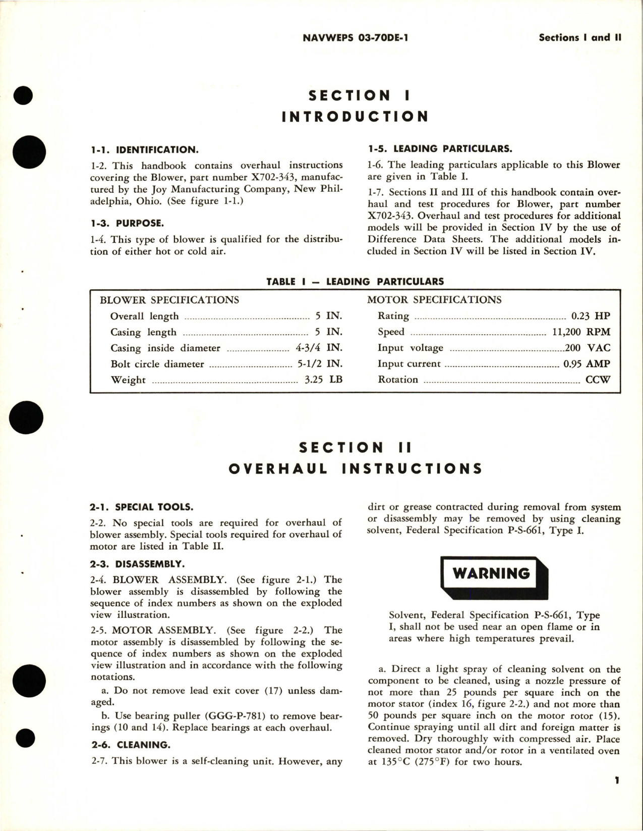 Sample page 5 from AirCorps Library document: Overhaul Instructions for Blower - X702-343 