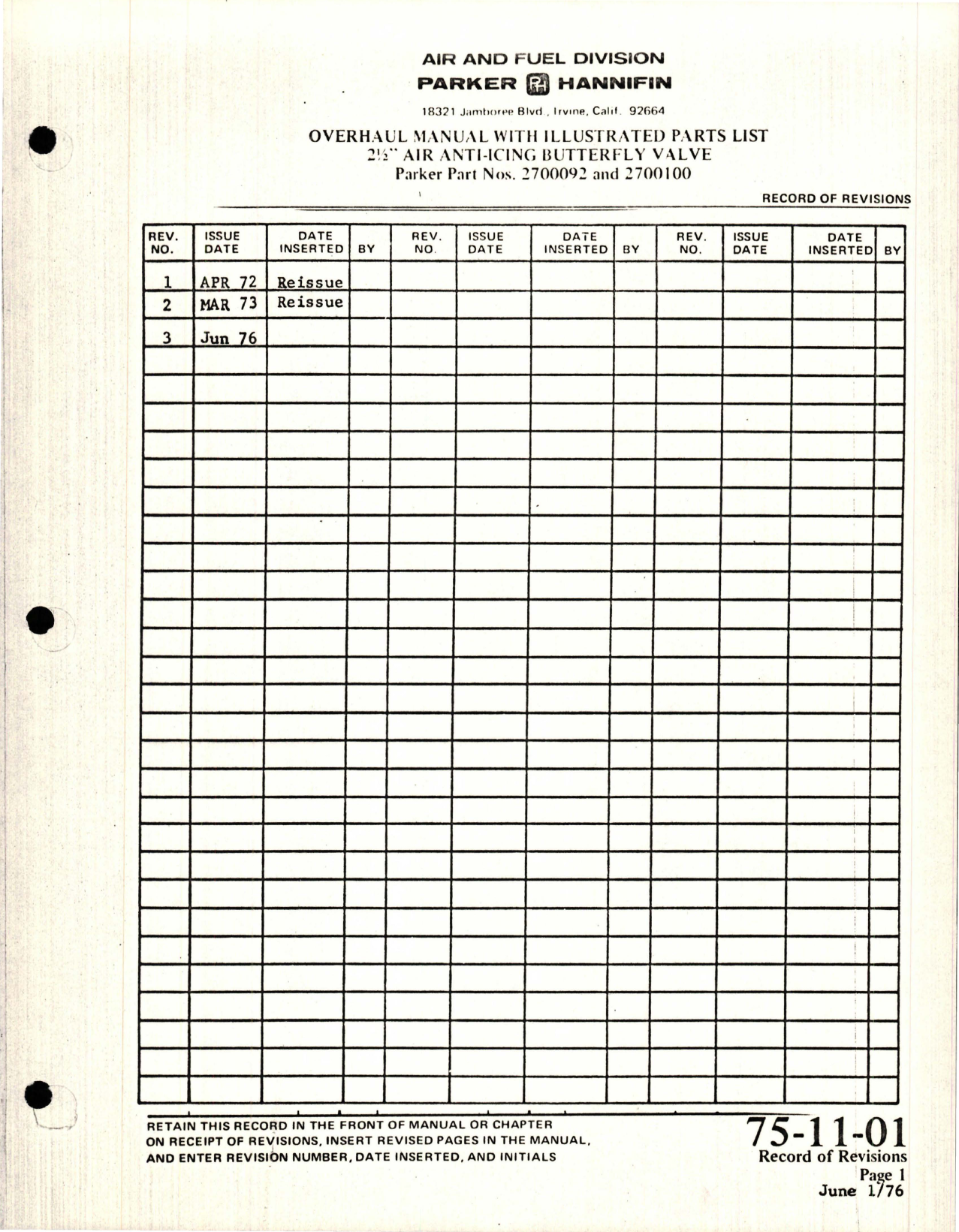 Sample page 5 from AirCorps Library document: Overhaul with Illustrated Parts List for Anti-Icing Butterfly Valve - 2 1/2 inch - Parts 2700092 and 2700100