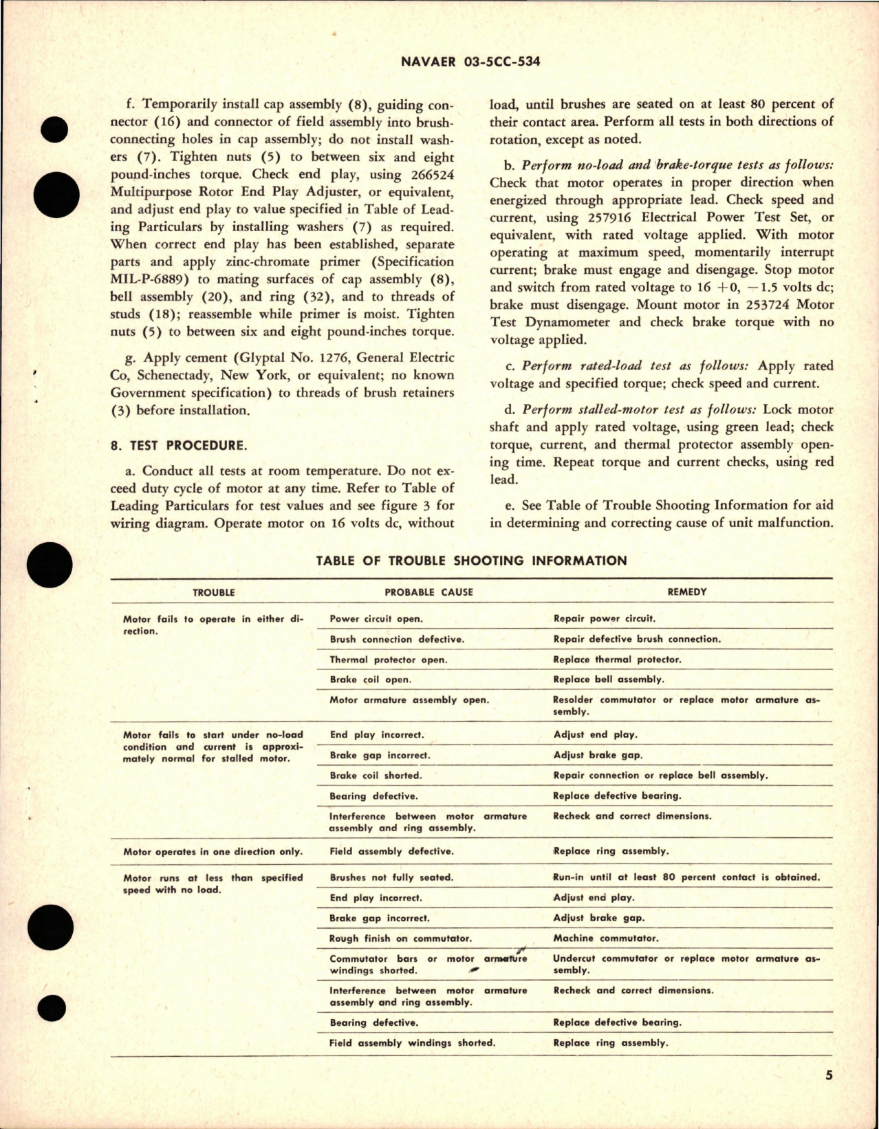 Sample page 5 from AirCorps Library document: Overhaul Instructions with Parts Breakdown for Direct-Current Motor 0.035 HP - Part 32718 - Model DCM15-89-1
