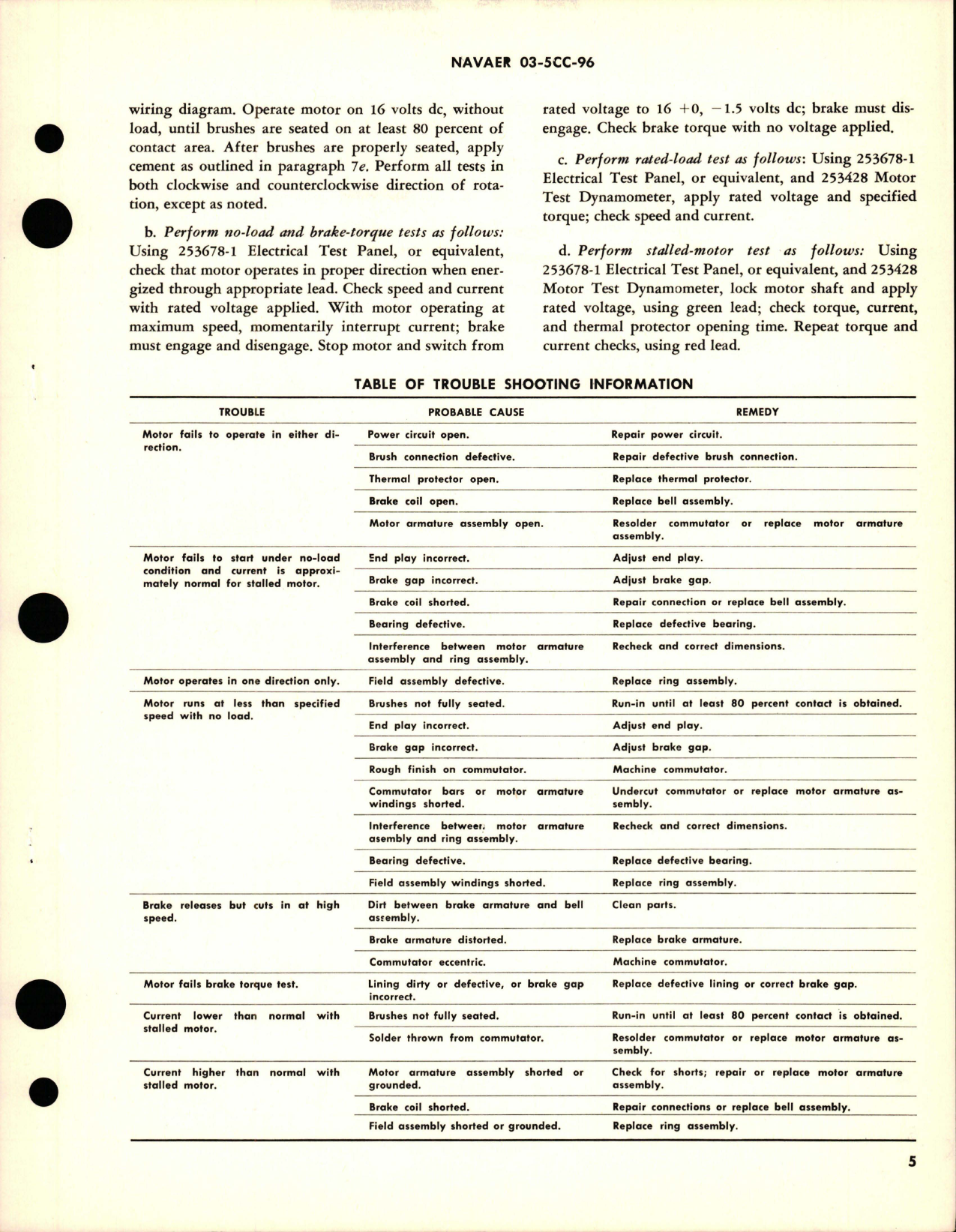 Sample page 5 from AirCorps Library document: Overhaul Instructions with Parts Breakdown for Direct-Current Motor 0.15 HP 26 Volt