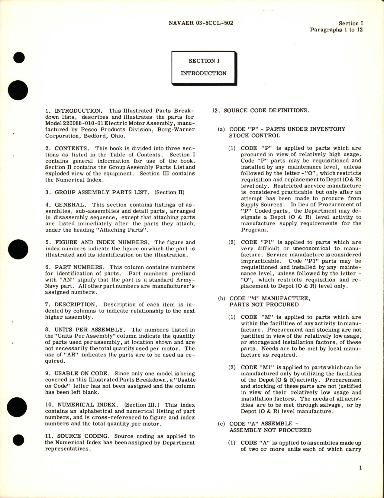 Sample page 5 from AirCorps Library document: Illustrated Parts Breakdown for Electric Motor Assembly - Model 220088-010-01