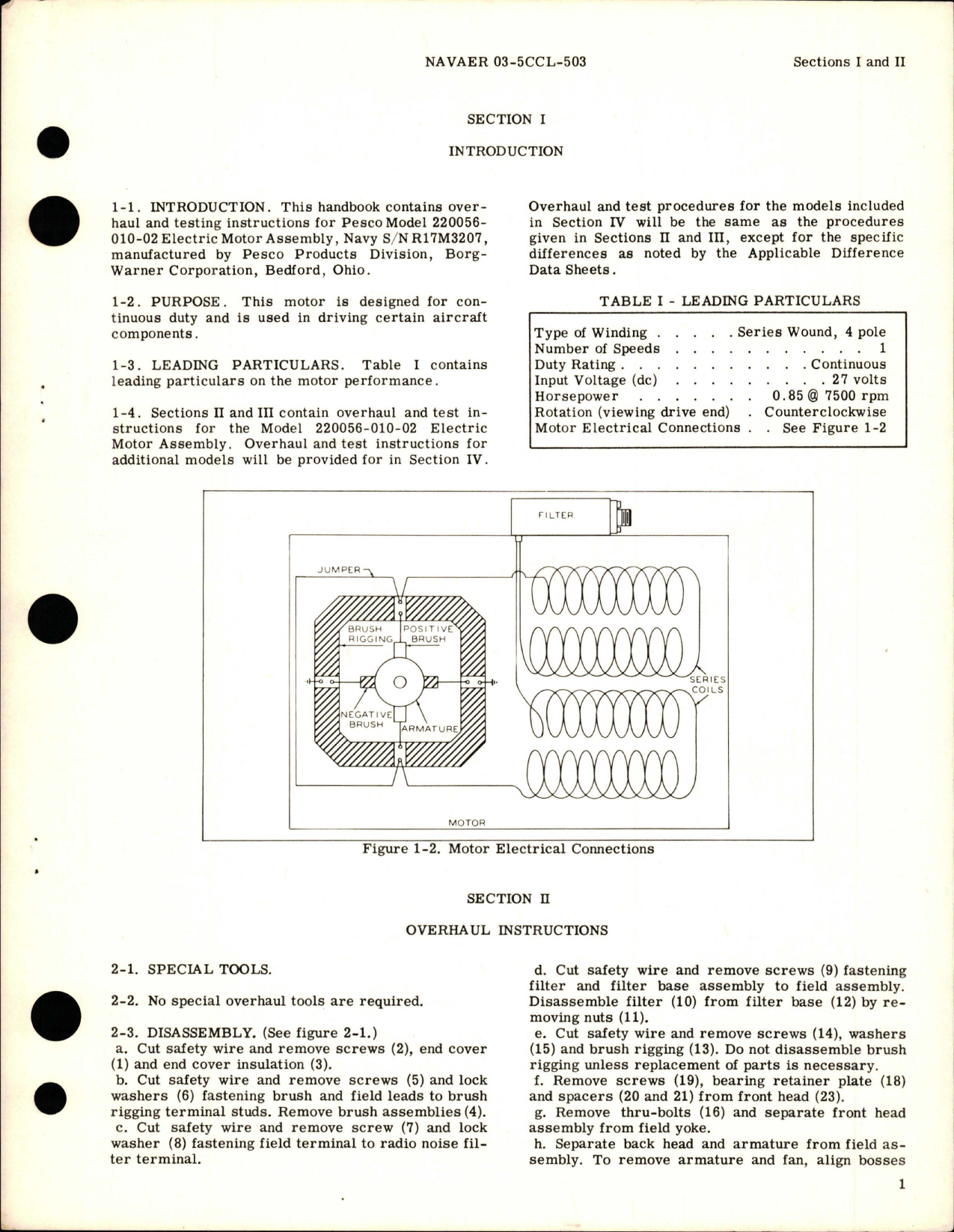 Sample page 5 from AirCorps Library document: Overhaul Instructions for Electric Motor Assembly - Model 220056-010-02 