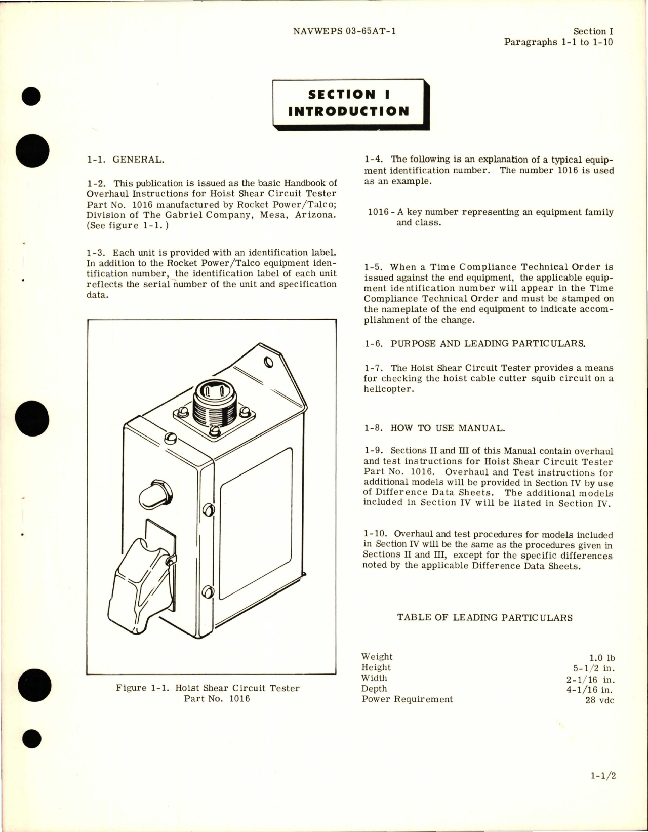 Sample page 5 from AirCorps Library document: Overhaul Instructions for Hoist Shear Circuit Tester - Part 1016 