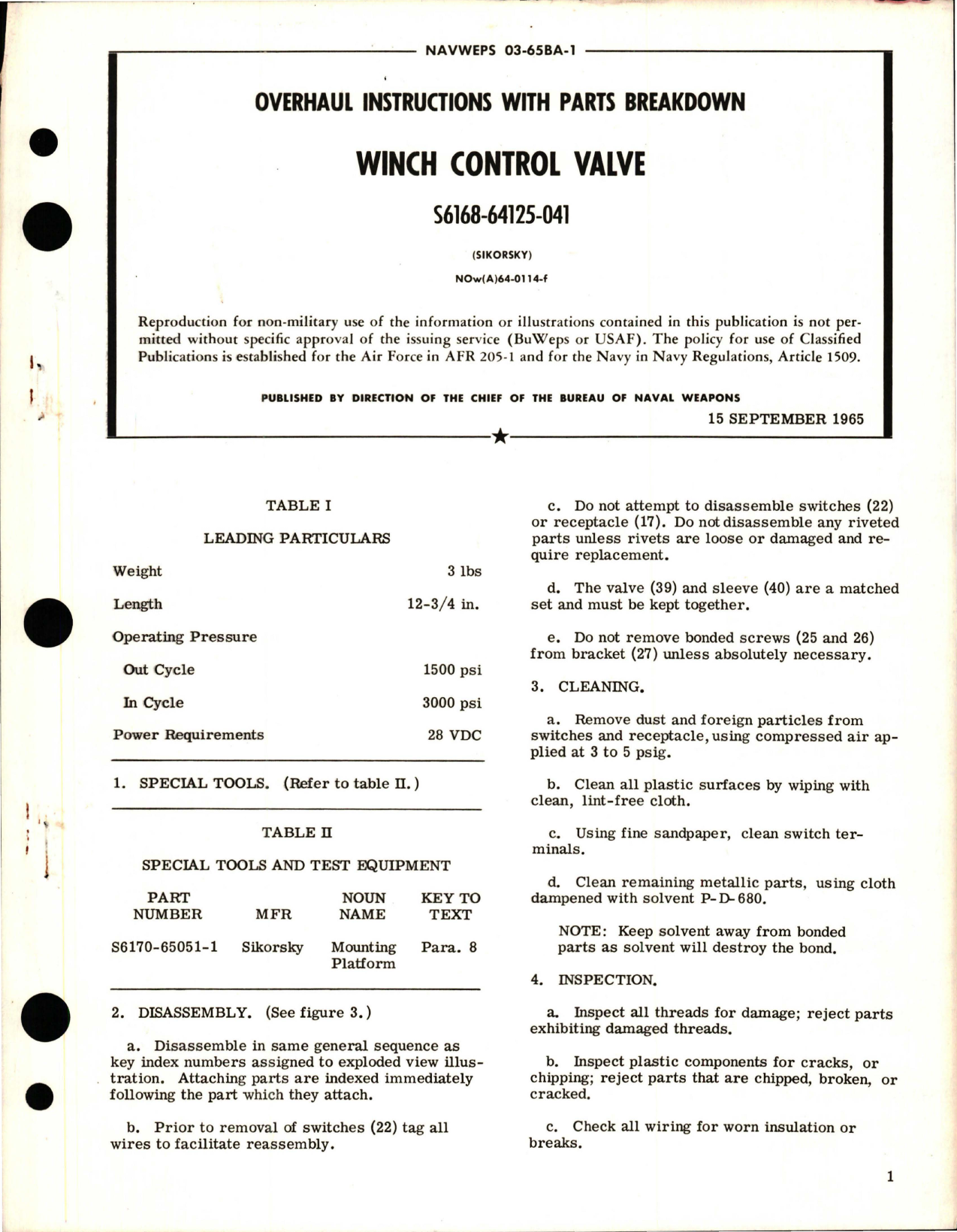 Sample page 1 from AirCorps Library document: Overhaul Instructions with Parts Breakdown for Winch Control Valve - S6168-64125-041 