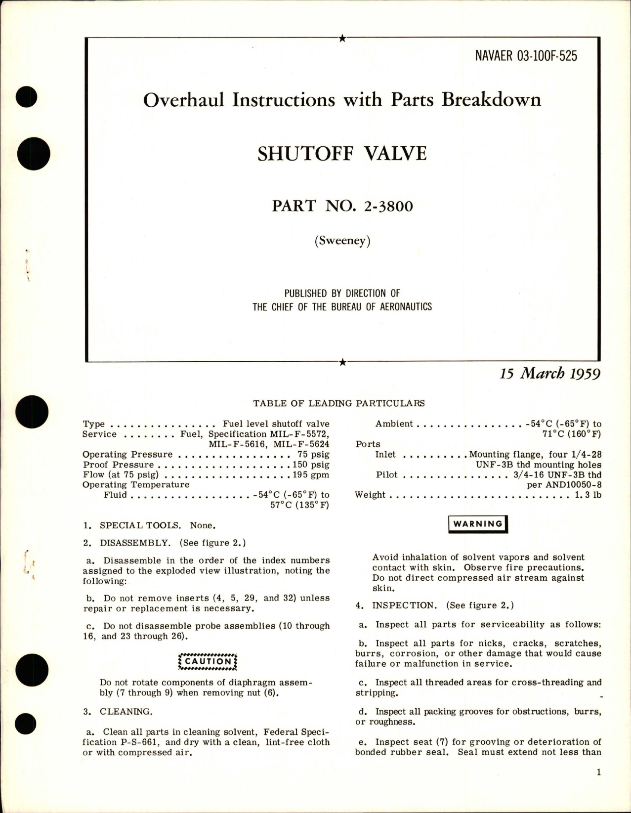 Sample page 1 from AirCorps Library document: Overhaul Instructions for Parts Breakdown for Shutoff Valve - Part 2-3800 