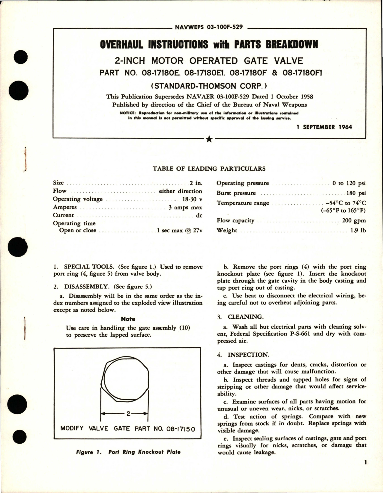 Sample page 1 from AirCorps Library document: Overhaul Instructions with Parts Breakdown for 2 inch Motor Operated Gate Valve - Parts 08-17180E, 08-17180E1, 08-17180F, and 08-17180F1