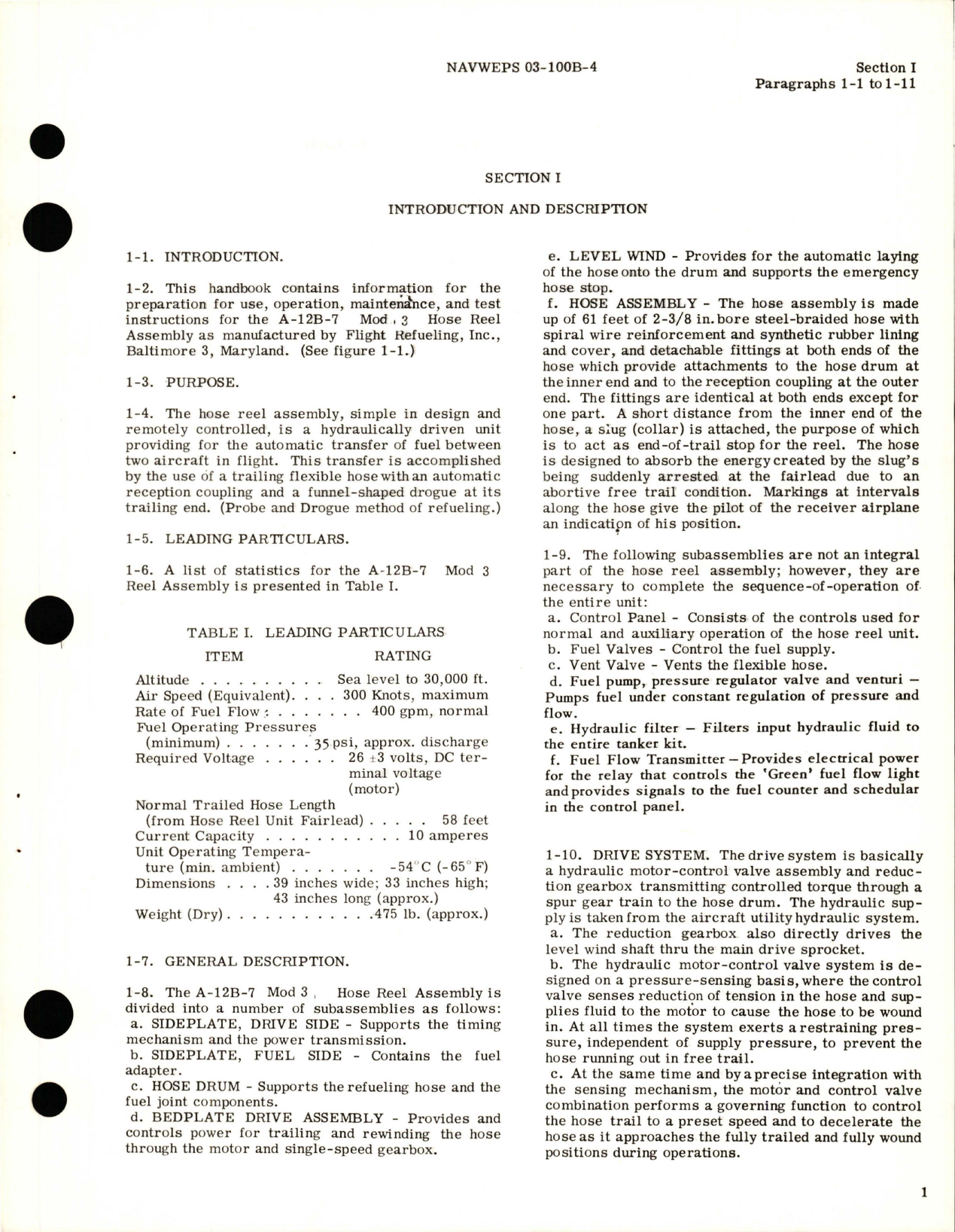 Sample page 7 from AirCorps Library document: Operation and Maintenance Instructions for Flight Pressure Refueling Hose Reel - A-12B-7 - Mod 3 - Part 216000