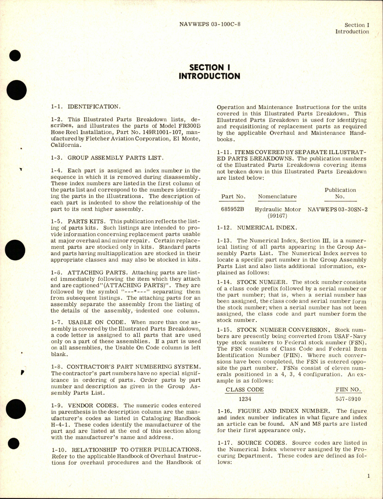 Sample page 5 from AirCorps Library document: Illustrated Parts Breakdown for Hose Reel Installation - Model FR300B - Part 149R1001-107