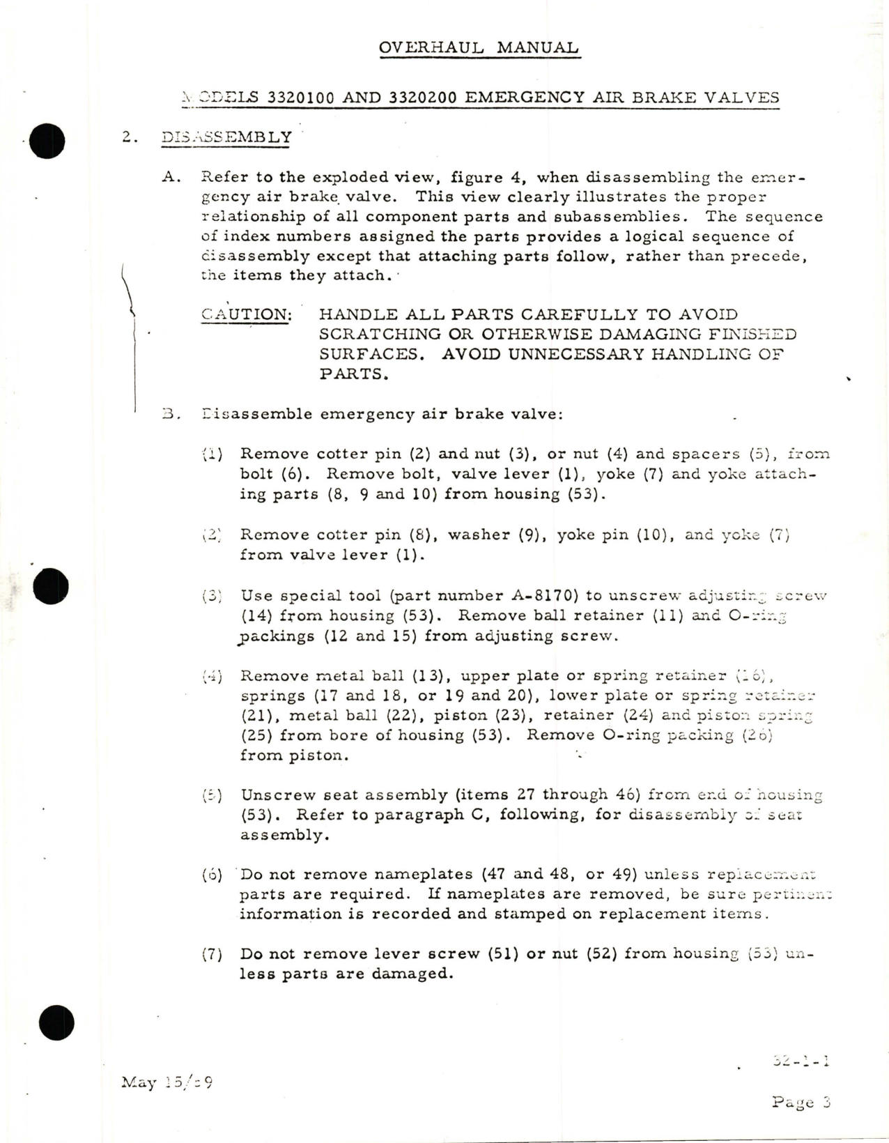 Sample page 7 from AirCorps Library document: Overhaul Manual for Emergency Air Brake Valves - Models 3320100 and 3320200