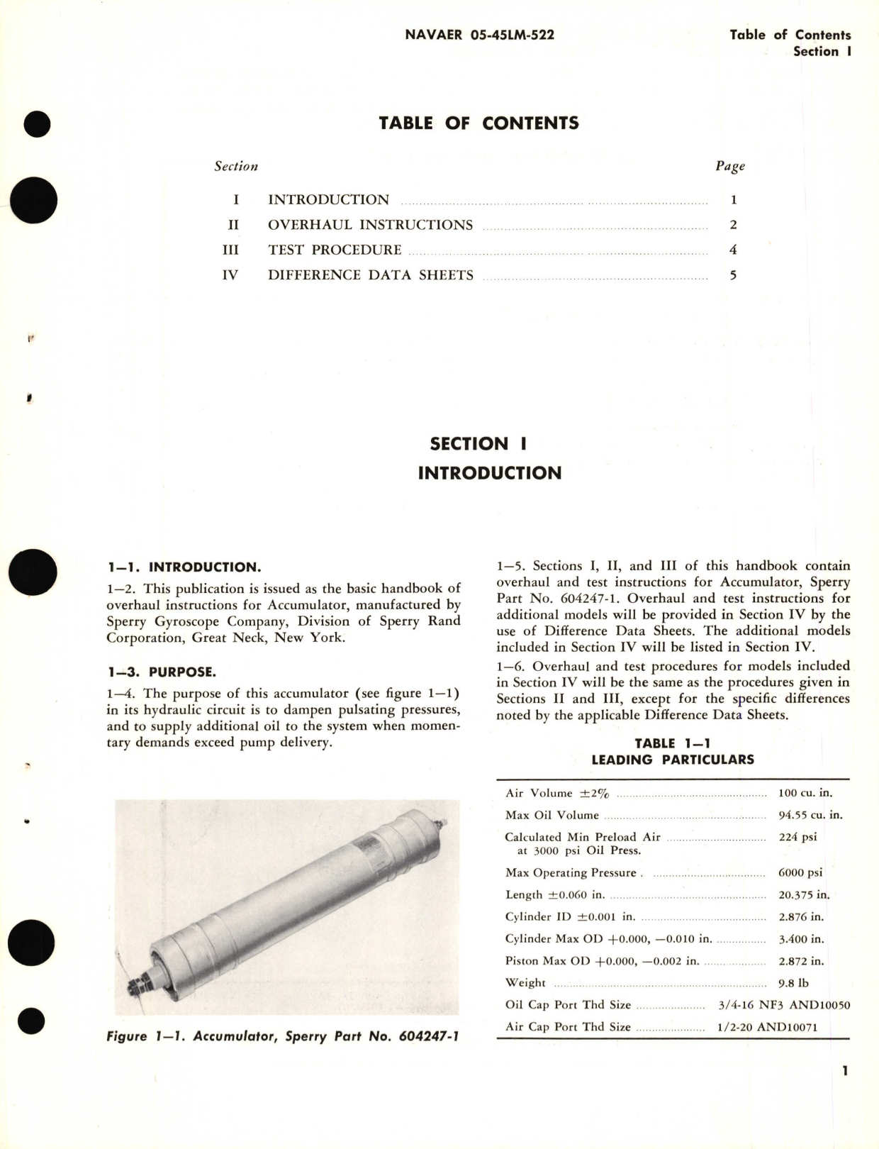 Sample page 3 from AirCorps Library document: Overhaul Instructions for Accumulators Part No. 604247-1 