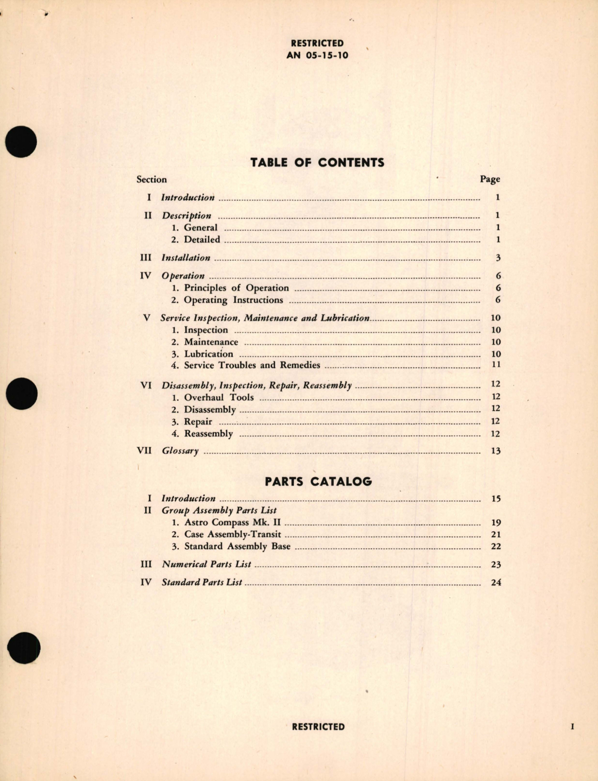 Sample page 5 from AirCorps Library document: Instructions With Parts Catalog Mark II Astro Compass