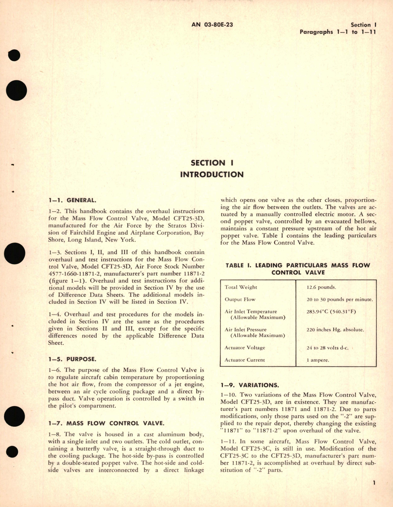 Sample page 5 from AirCorps Library document: Overhaul Instructions for Mass Flow Control Valve Model No. CFT 25-3D Part No. 11871-2