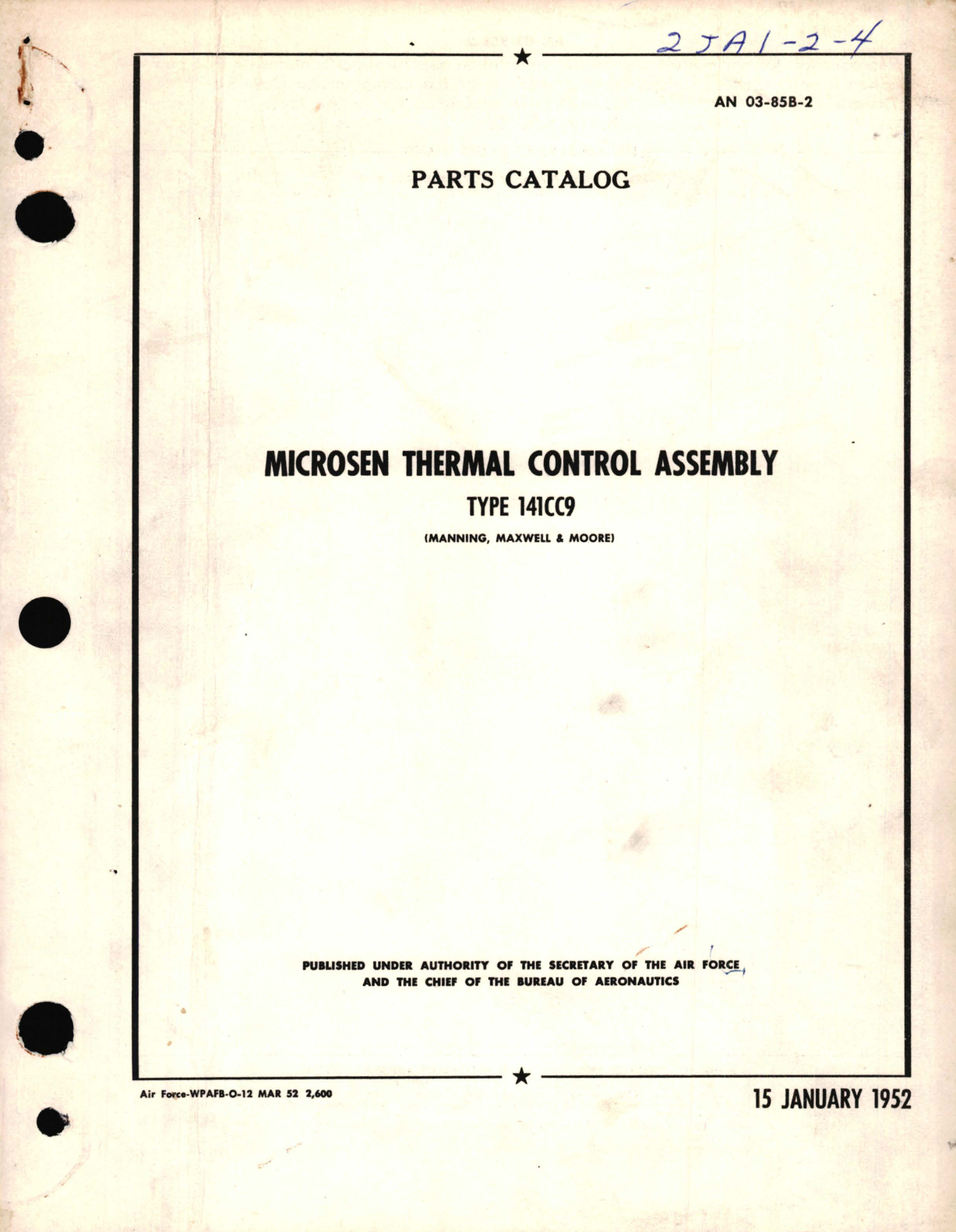 Sample page 1 from AirCorps Library document: Parts Catalog for Microsen Thermal Control Assembly Type 141CC9 