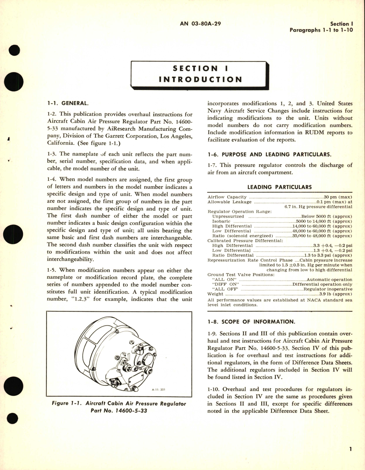 Sample page 5 from AirCorps Library document: Overhaul Instructions for Aircraft cabin Air Pressure Regulators Part No. 14600-5 Model No. CPR1-8