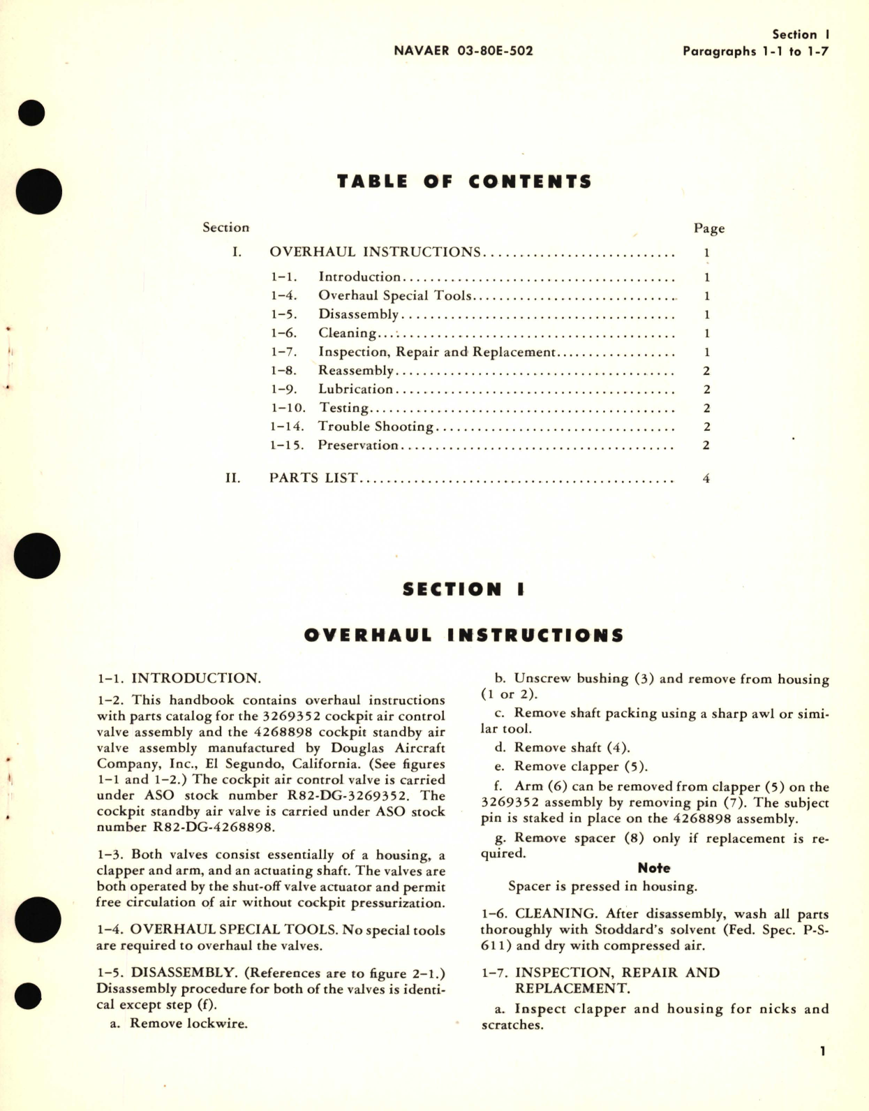 Sample page 3 from AirCorps Library document: Overhaul Instructions with Parts Catalog for Cockpit Air Control Valve  Model 3269352 and Cockpit Standby Air Valve Model 4268898