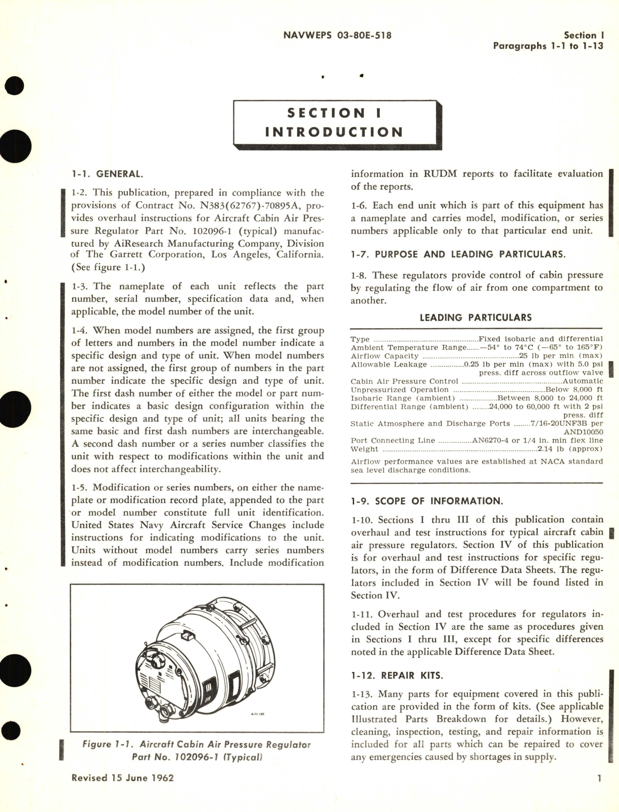 Sample page 5 from AirCorps Library document: Overhaul Instructions for Aircraft Cabin Air Pressure Regulator Part No. 102096-1 