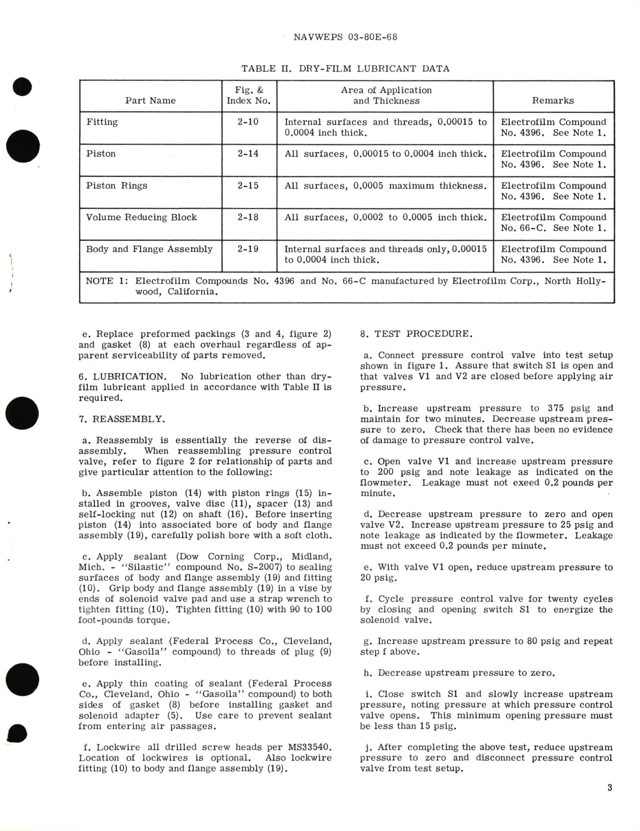 Sample page 3 from AirCorps Library document: Overhaul Instructions with Parts Breakdown for Pressure Control Valve Part No. 26030027