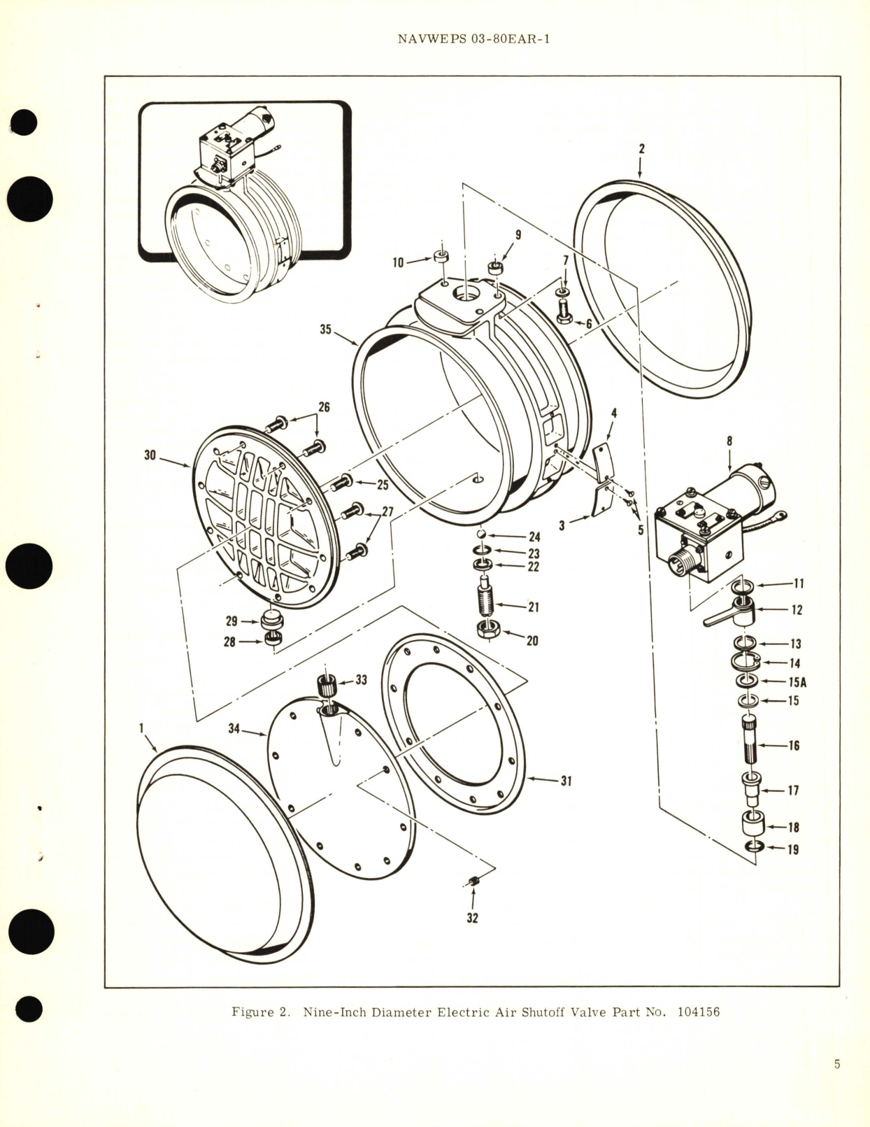 Sample page 7 from AirCorps Library document: Overhaul Instructions With Parts Breakdown for Nine-Inch Diameter Electric Air Shutoff Valve Part No. 104156