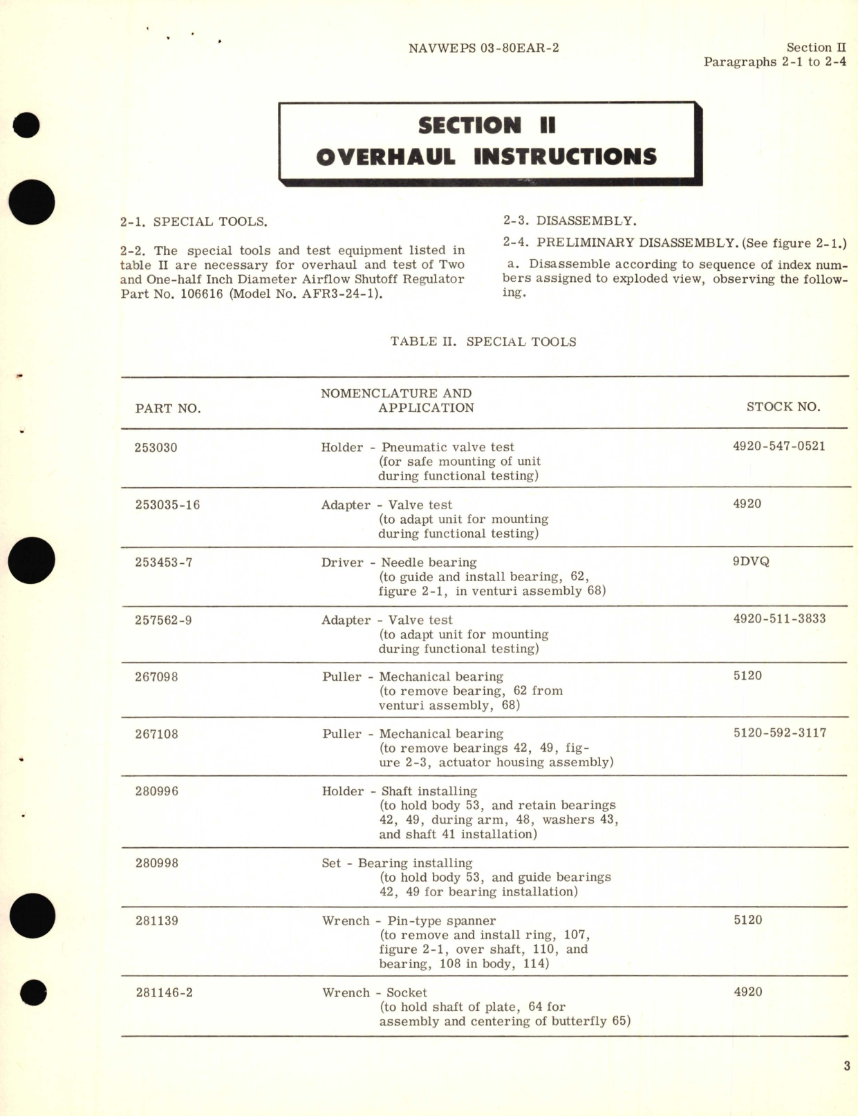 Sample page 7 from AirCorps Library document: Overhaul Instructions for Two and One-Half Inch Diameter Shutoff Airflow Regulator Part No. 106616