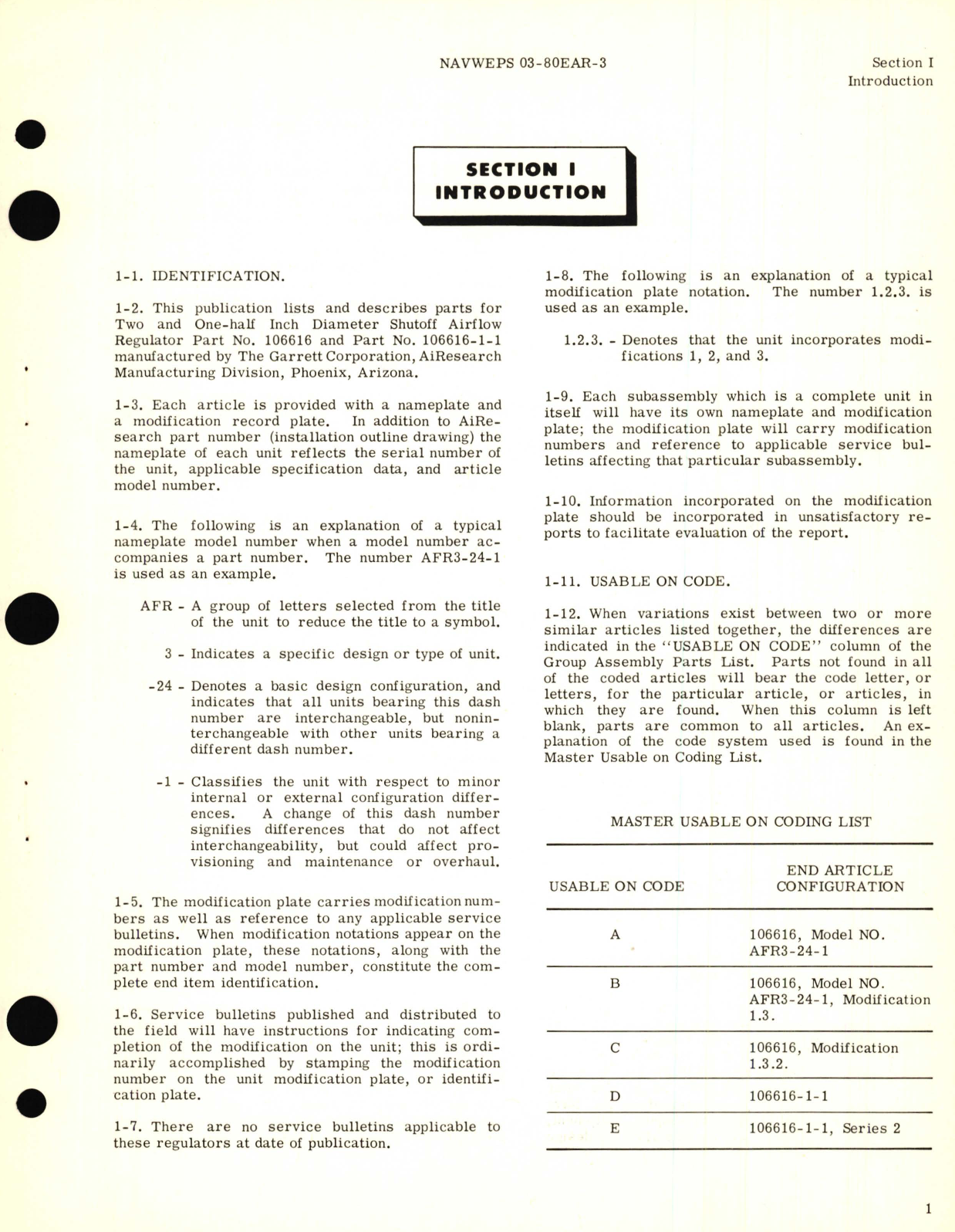 Sample page 5 from AirCorps Library document: Illustrated Parts Breakdown for Two and One-Half Inch Diameter Shutoff Airflow Regulator Part No. 106616 