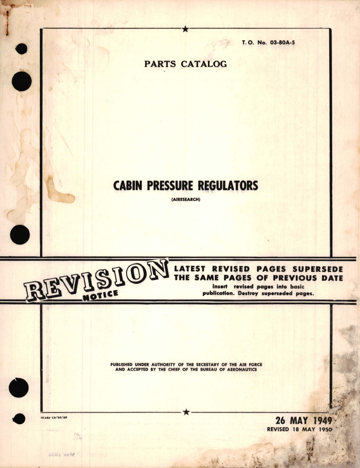 Sample page 1 from AirCorps Library document: Parts Catalog for Cabin Pressure Regulators 