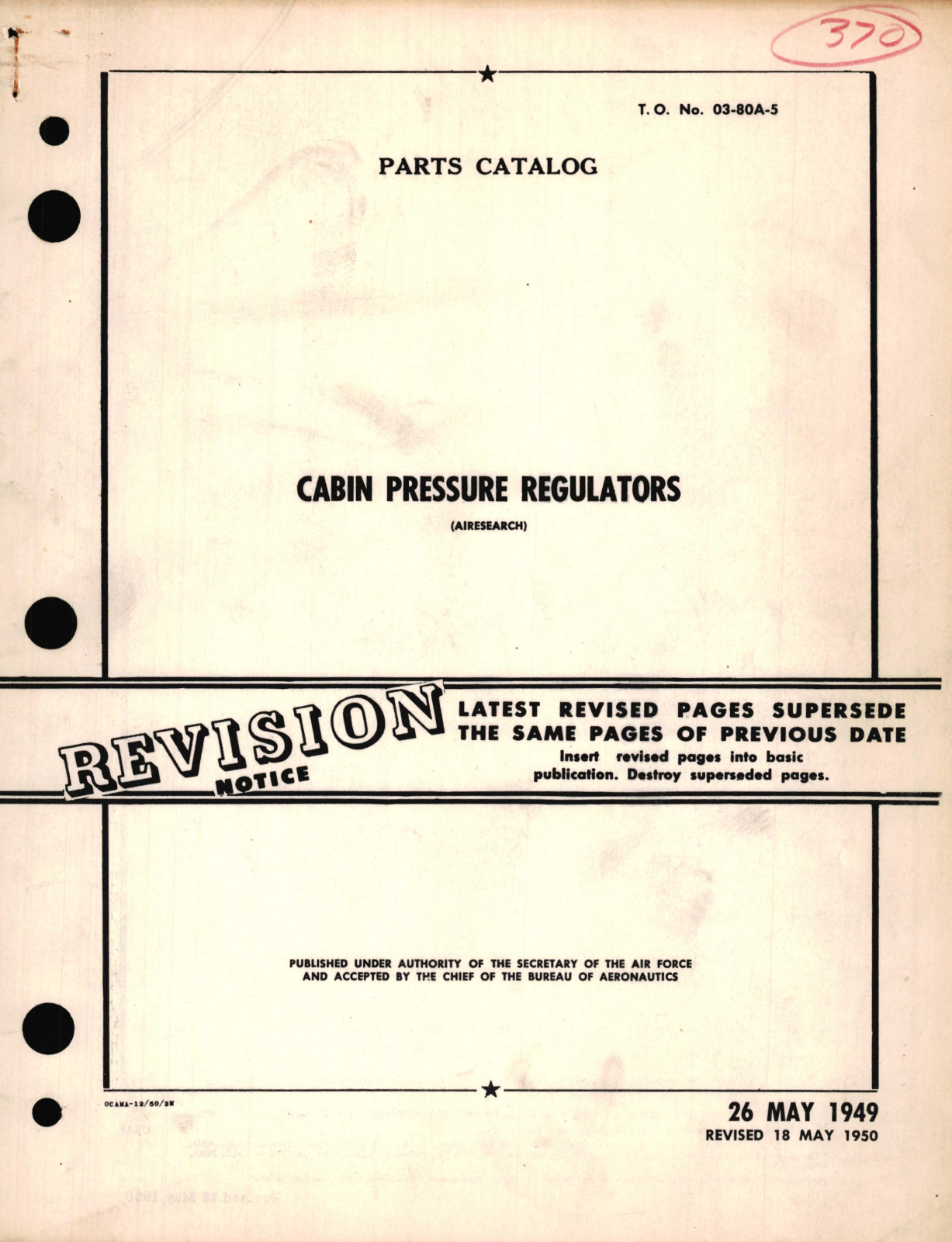 Sample page 1 from AirCorps Library document: Parts Catalog for Cabin Pressure Regulators 