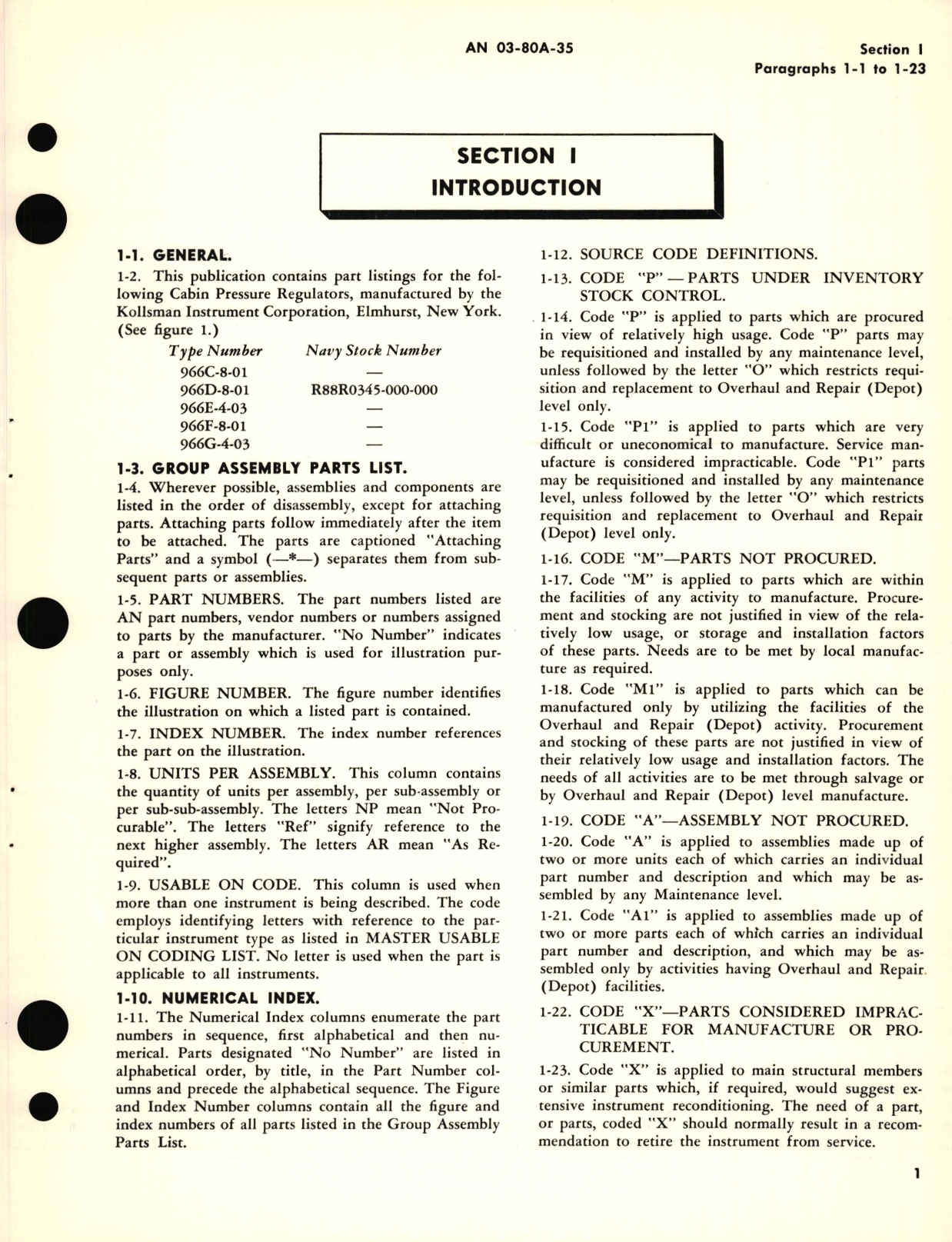 Sample page 5 from AirCorps Library document: Illustrated Parts Breakdown for Cabin Pressure Regulators Type No. 966C