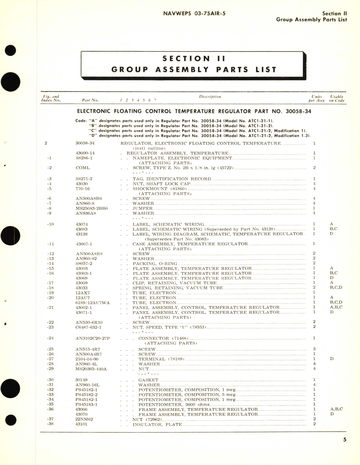 Sample page 7 from AirCorps Library document: Illustrated Parts Breakdown for Electronic Floating Control Temperature Regulator Part  No. 30058-34 