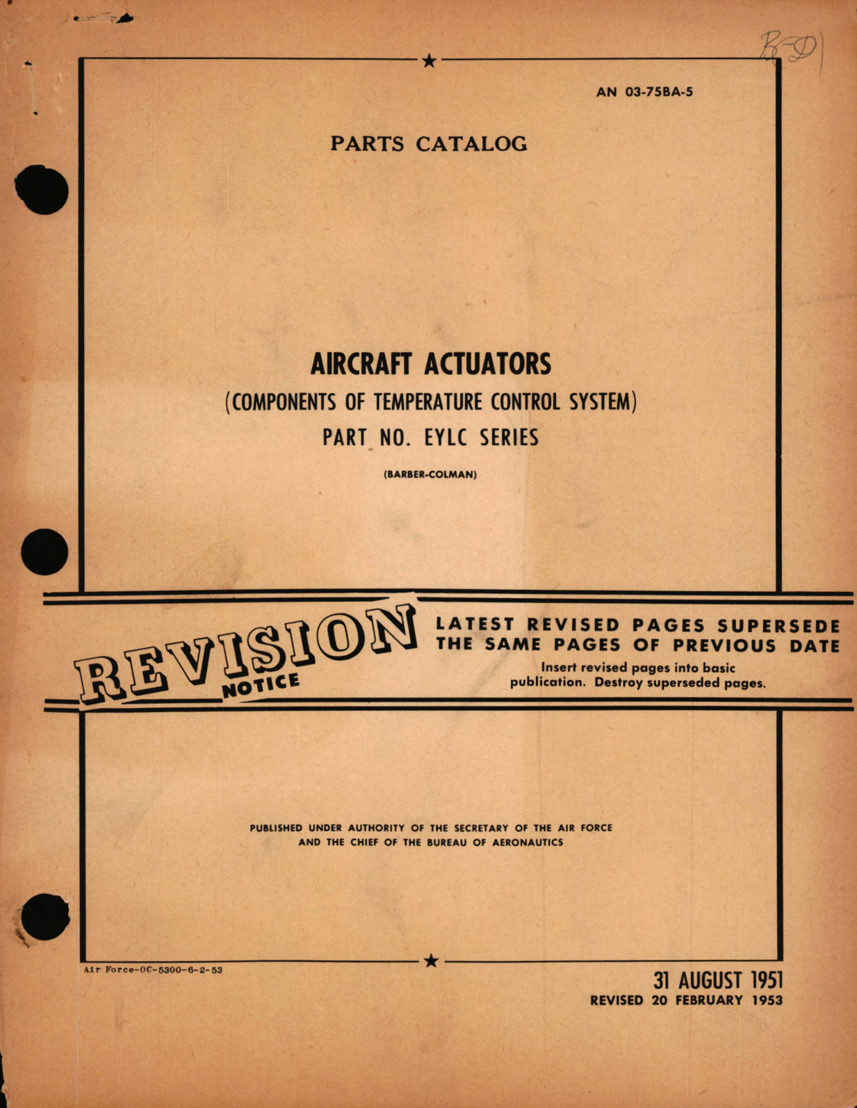 Sample page 1 from AirCorps Library document: Parts Catalog for Aircraft Actuators (Components of Temperature Control System) Part No. EYLC Series 