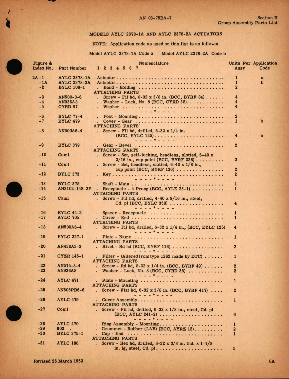 Sample page 7 from AirCorps Library document: Parts Catalog for Aircraft Actuators (Components of Temperature Control System) Model AYLC Series 