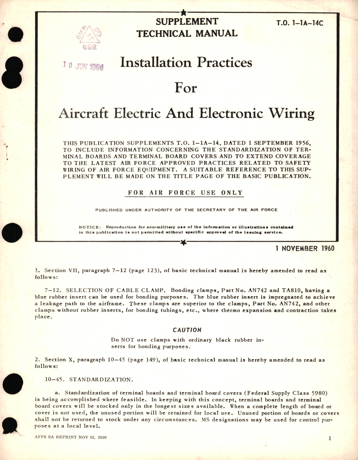 Sample page 1 from AirCorps Library document: Supplement Technical Manual for Installation Practices for Aircraft Electric and Electronic Wiring