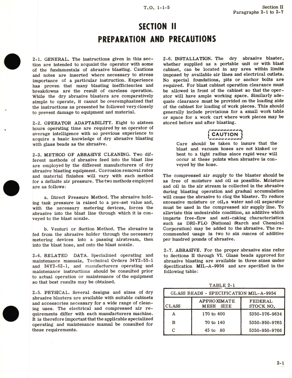 Sample page 7 from AirCorps Library document: Technical Manual for Abrasive Blasting Method of Cleaning and Corrosion Removal