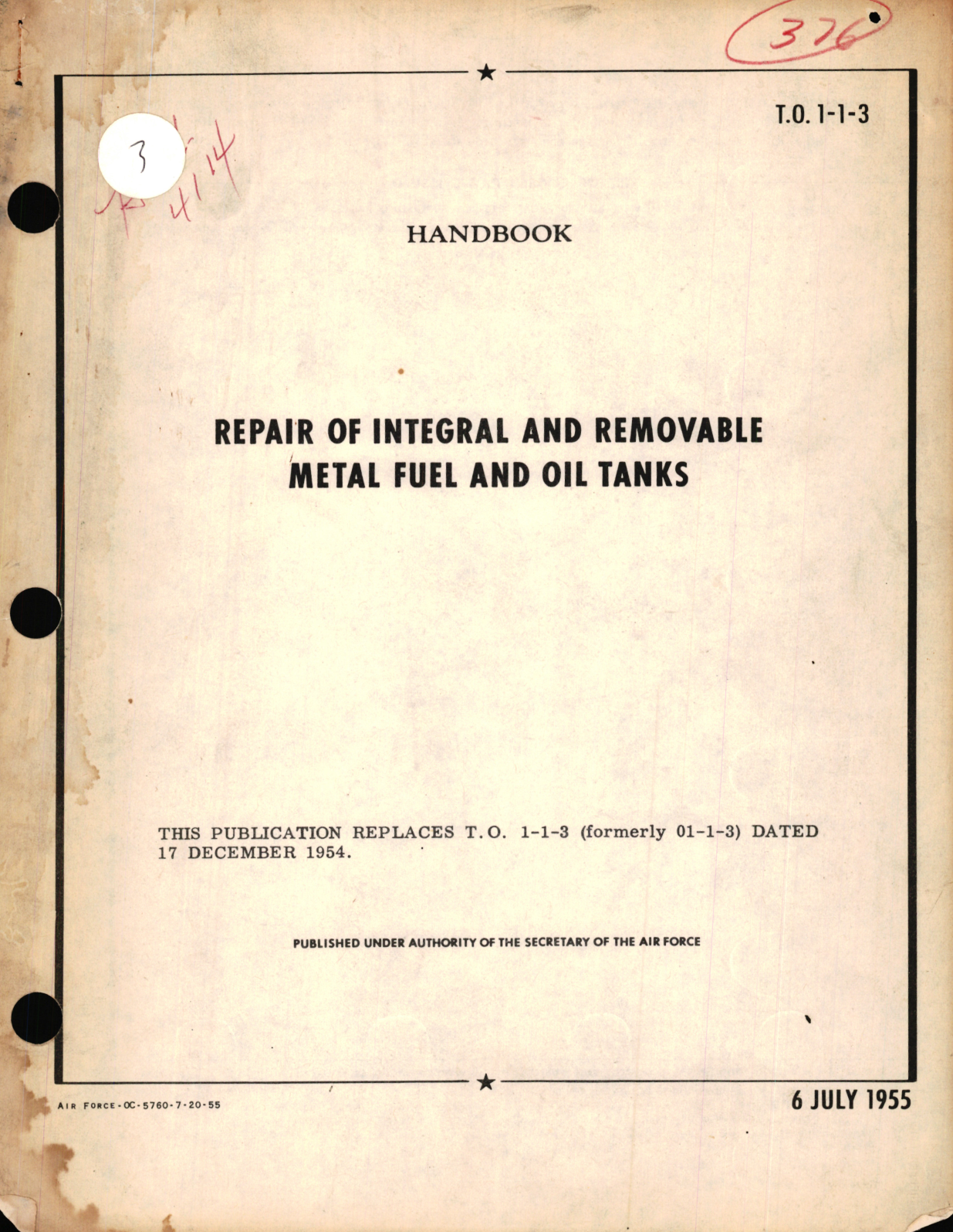 Sample page 1 from AirCorps Library document: Repair of Integral and Removable Metal Fuel and Oil Tanks