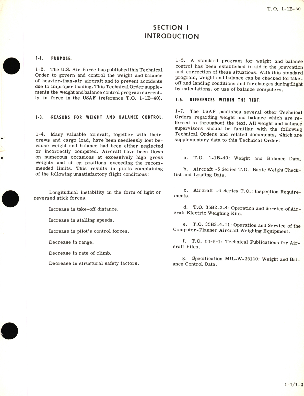 Sample page 5 from AirCorps Library document: Technical Manual for Basic Technical Order for USAF Aircraft Weight and Balance