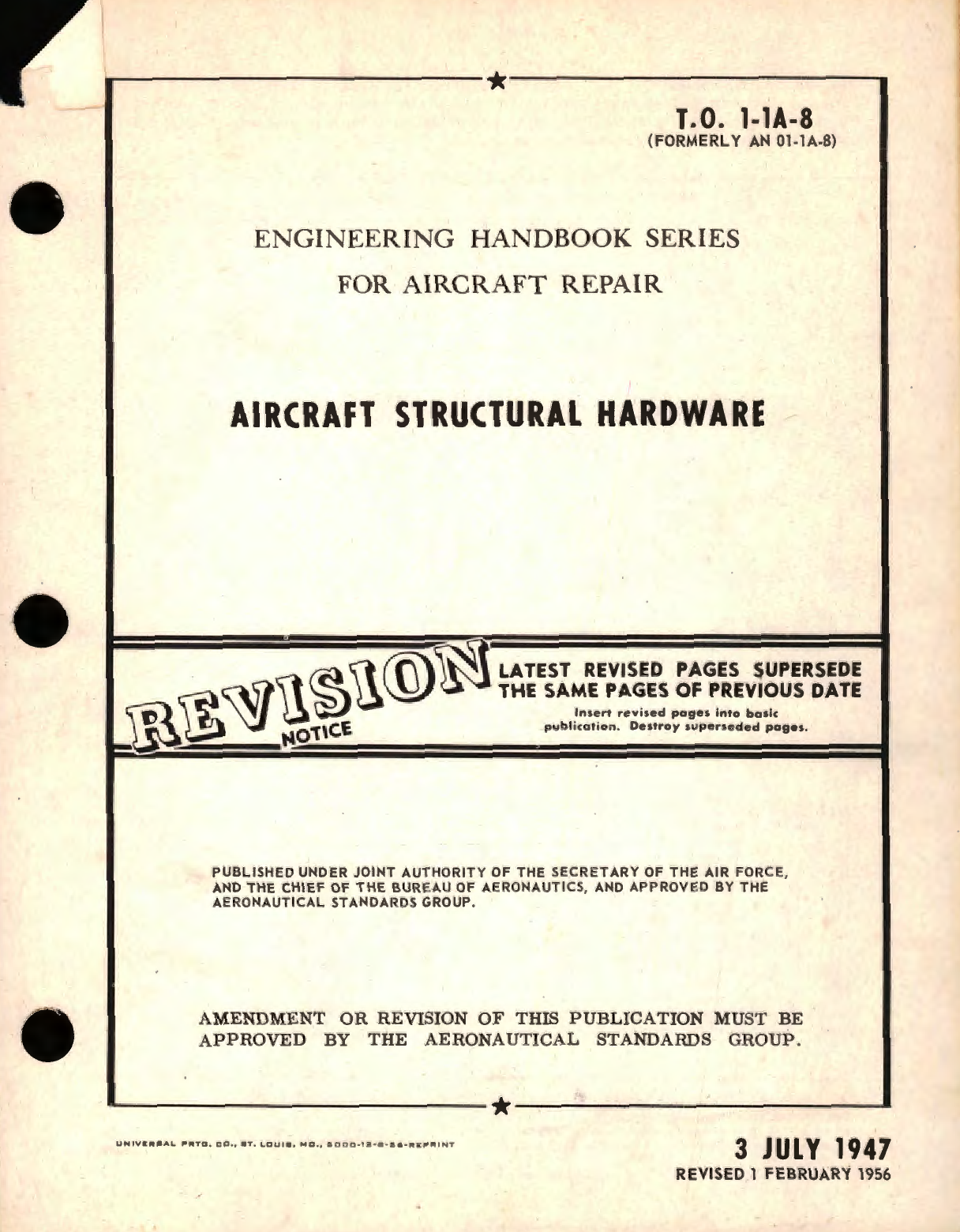 Sample page 1 from AirCorps Library document: Engineering Handbook Series for Aircraft Repair for Aircraft Structural Hardware