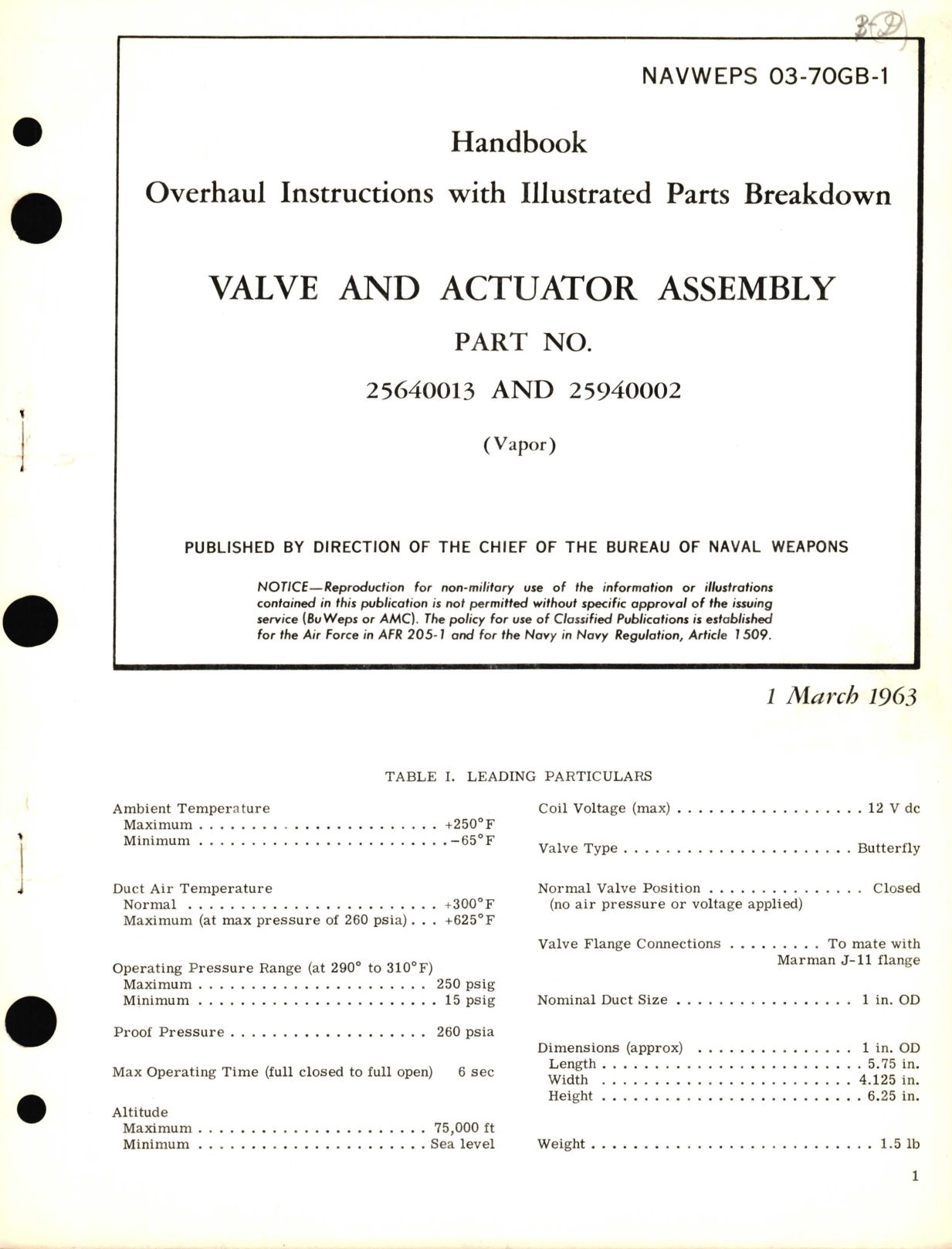 Sample page 1 from AirCorps Library document: Overhaul Instructions with Parts Breakdown for Valve and Actuator Assembly Part No. 25640013 and 25940002 