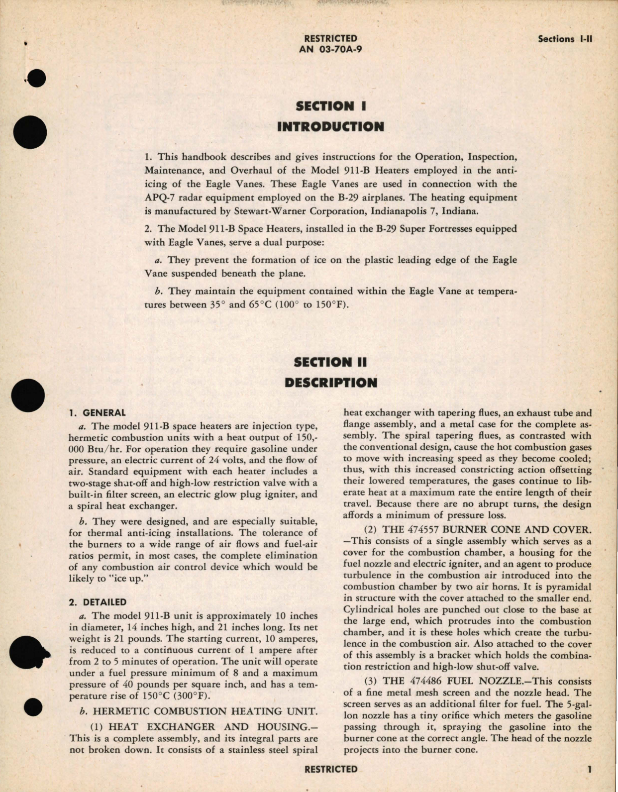 Sample page 5 from AirCorps Library document: Operation, Service and Overhaul Instructions with Parts Catalog for Heaters Model 911-B 