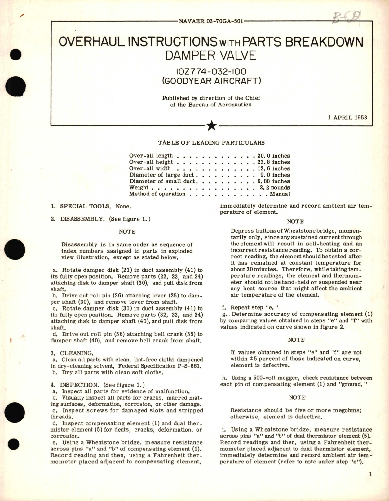 Sample page 1 from AirCorps Library document: Overhaul Instructions with Parts Breakdown for Damper Valve 10Z774-032-100 