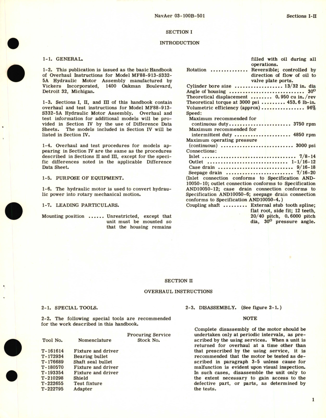 Sample page 5 from AirCorps Library document: Overhaul Instructions for Constant Displacement Hydraulic Motor Assembly Model MF88-913-S332-5A 