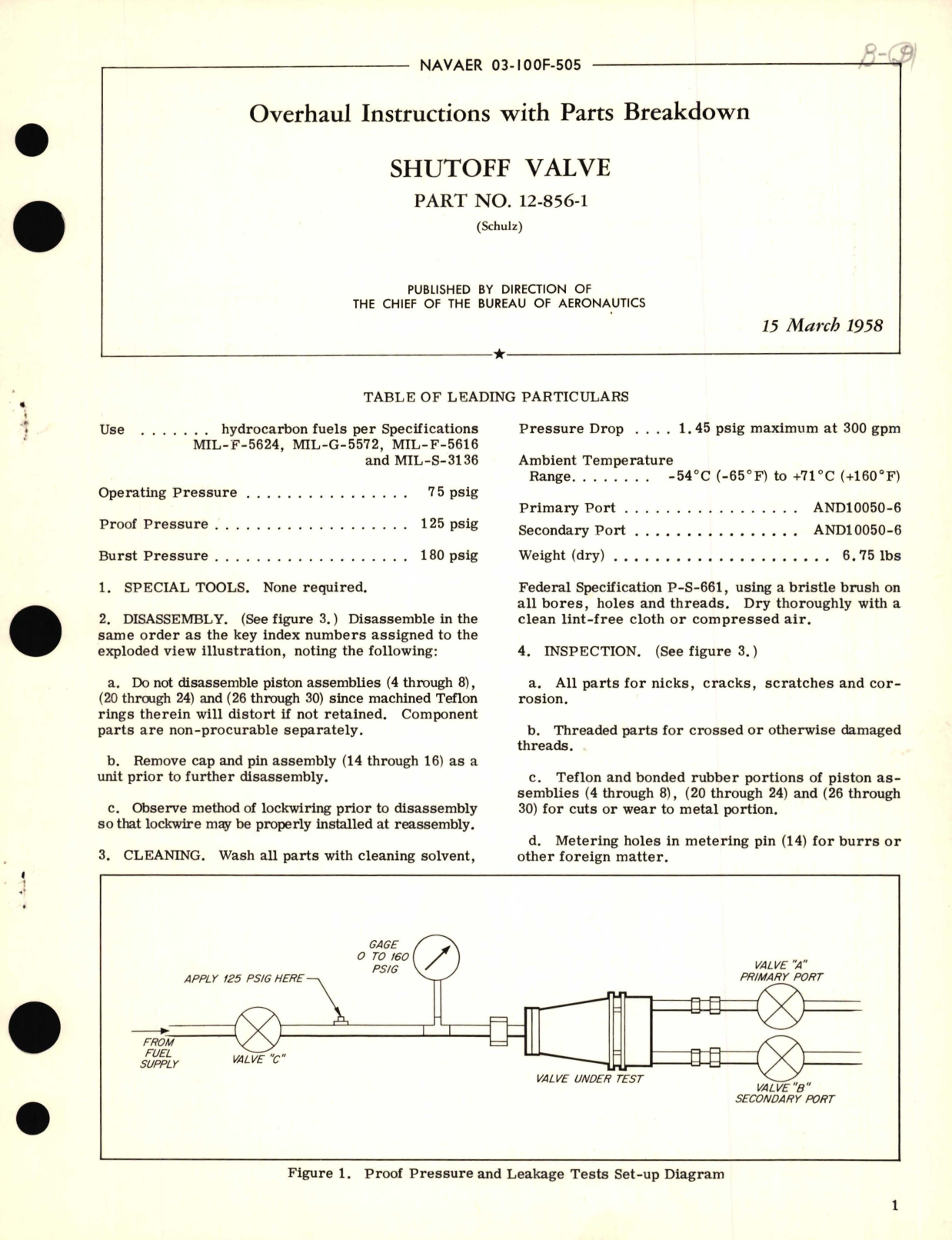 Sample page 1 from AirCorps Library document: Overhaul Instructions with Parts Breakdown for Shutoff Valve Part No. 12-856-1 