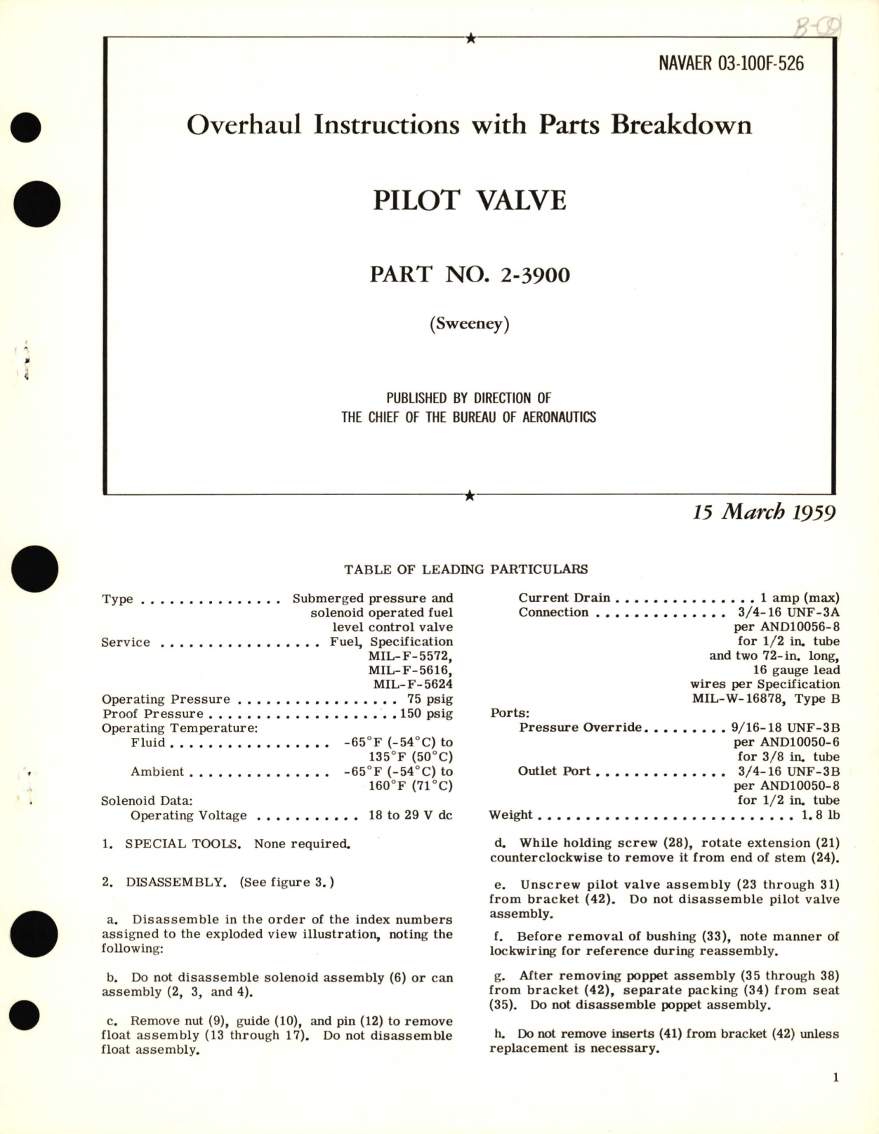 Sample page 1 from AirCorps Library document: Overhaul Instructions with Parts Breakdown for Pilot Valve Part No. 2-3900