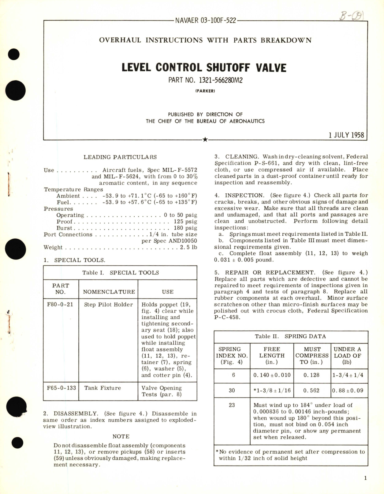 Sample page 1 from AirCorps Library document: Overhaul Instructions with Parts Breakdown for Level Control Shutoff Valve Part No. 1321-566280M2 