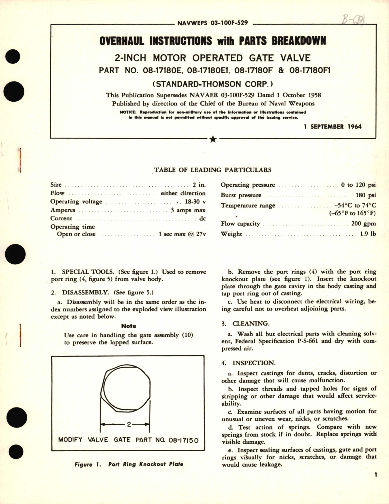 Sample page 1 from AirCorps Library document: Overhaul Instructions with Parts Breakdown for 2-Inch Motor Operated Gate Valve Part No. 08-17180E, 08-17180E1, 08-17180F & 08-17180F1