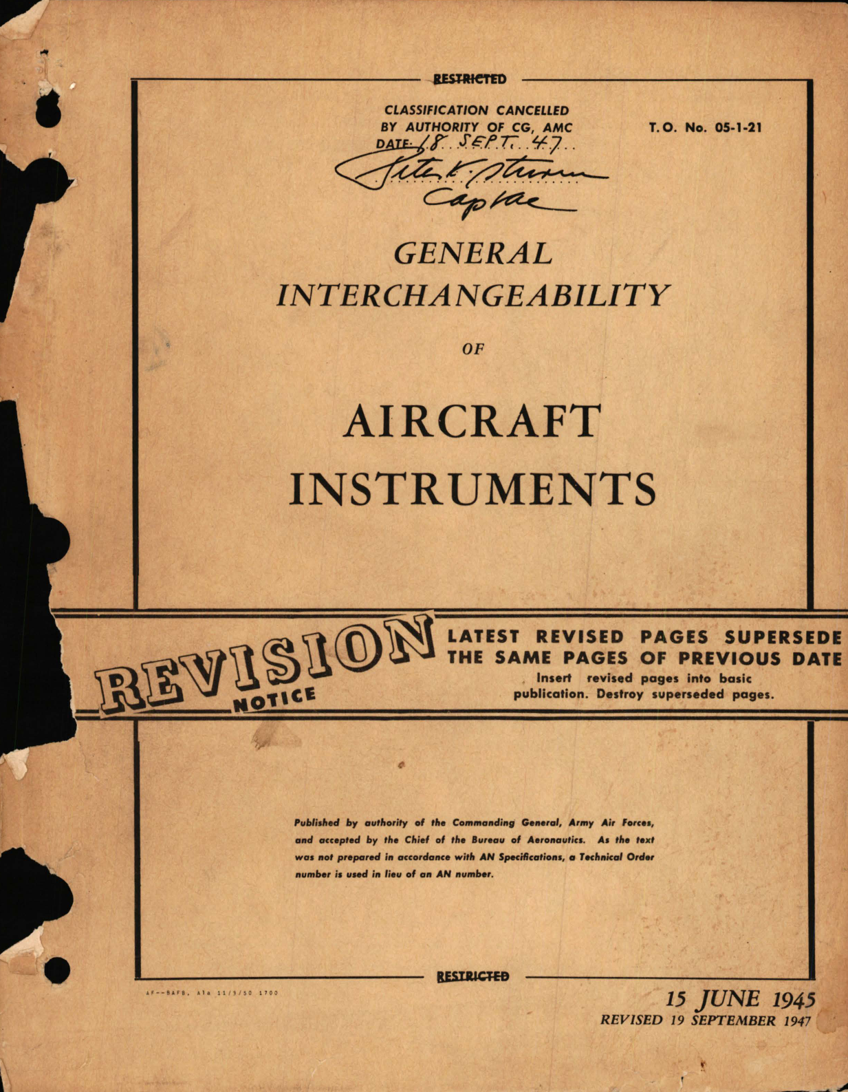 Sample page 1 from AirCorps Library document: General Interchangeability of Aircraft Instruments