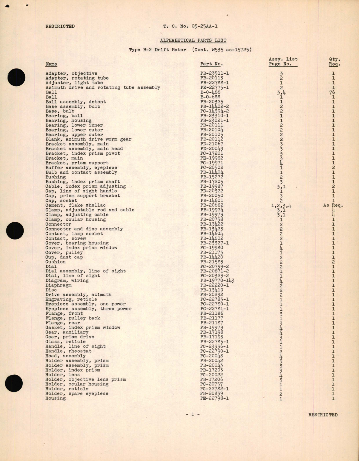 Sample page 5 from AirCorps Library document: Parts Catalog for the Type B-2 Driftmeter